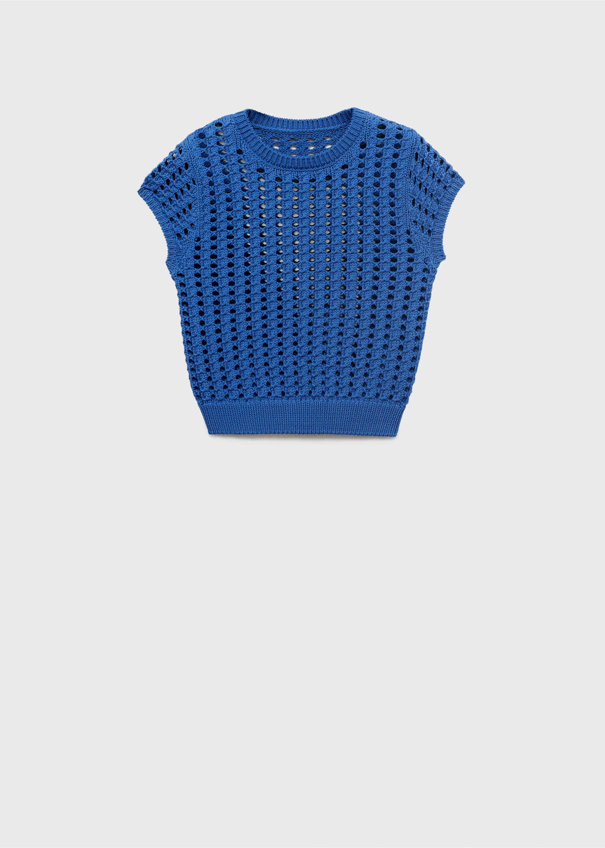 Short-sleeved crochet sweater - Article without model, Blue. Ref: 87068643-00.