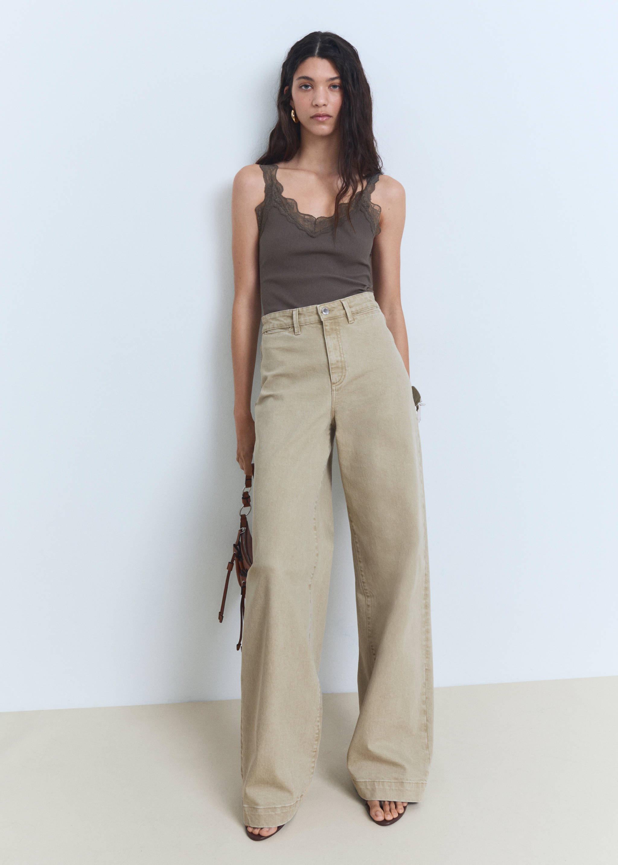 Jeans wide leg tiro alto full length - Plano general