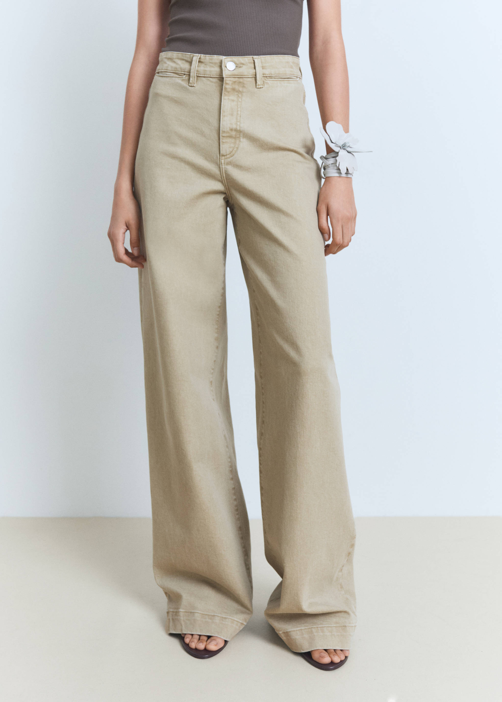 Jeans wide leg tiro alto full length - Plano medio