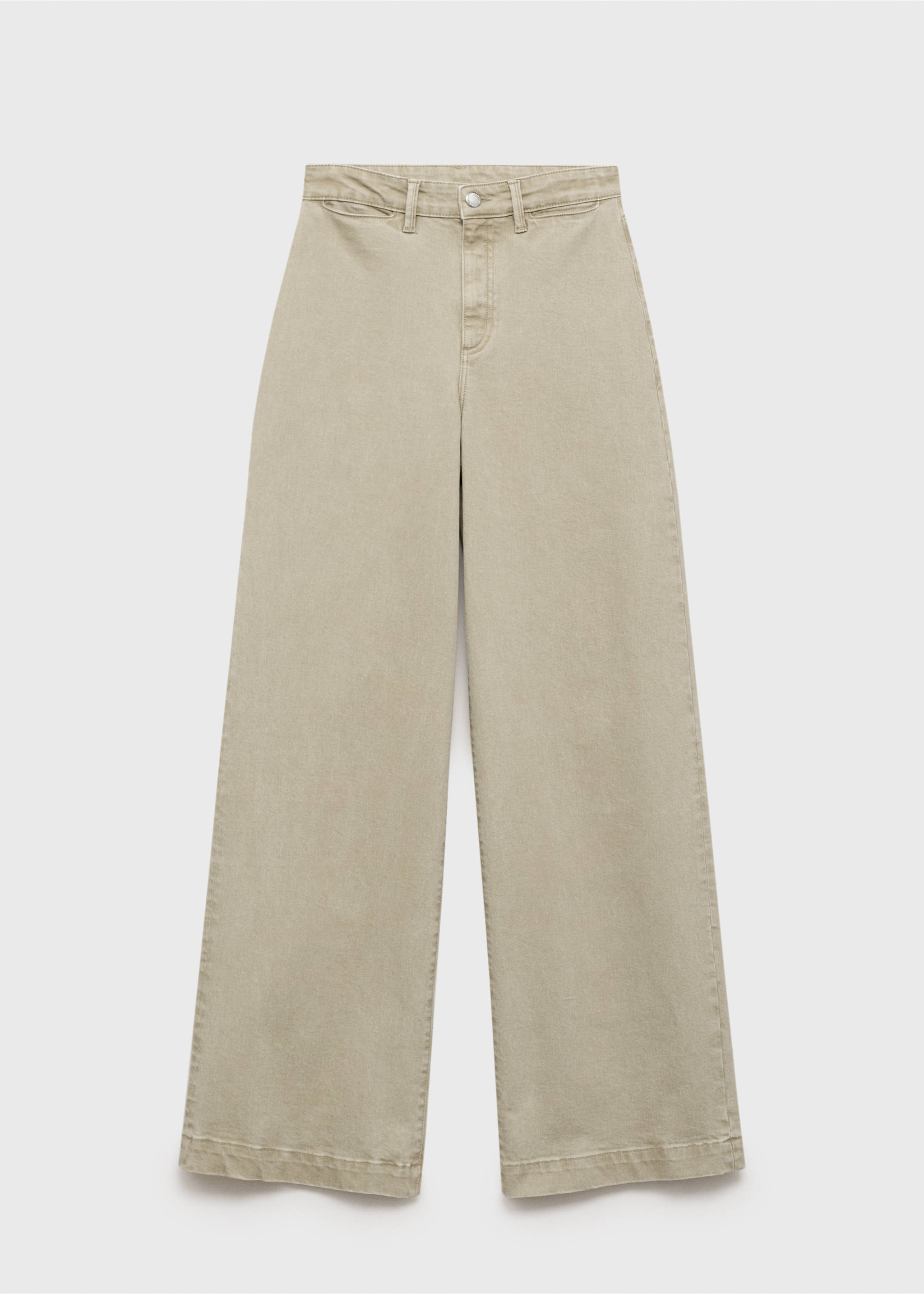 Wide leg high-waist full-length jeans - Article without model, Khaki. Ref: 87068644-00.