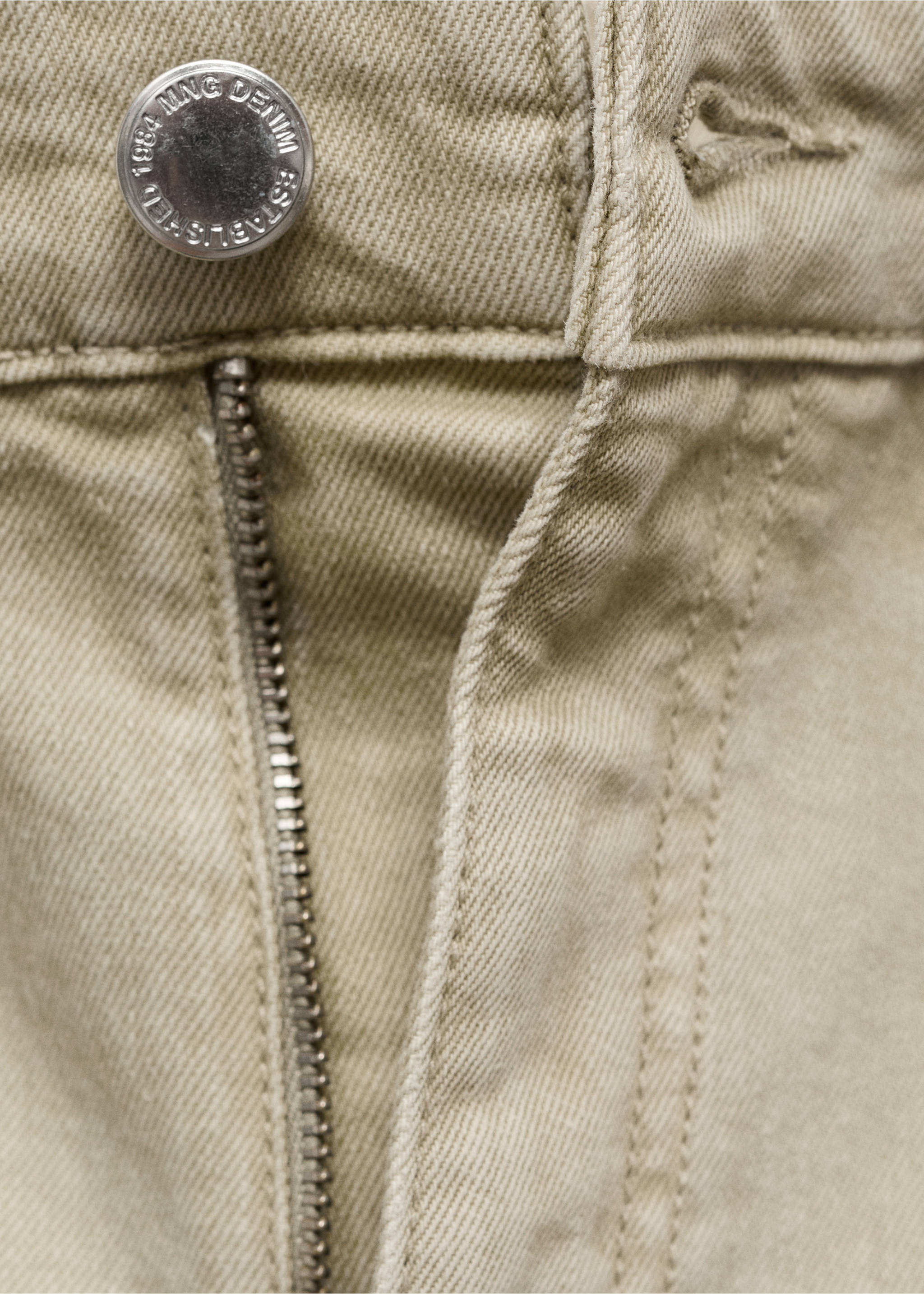 Wide leg high-waist full-length jeans - Details of the article 8, Khaki. Ref: 87068644-00.