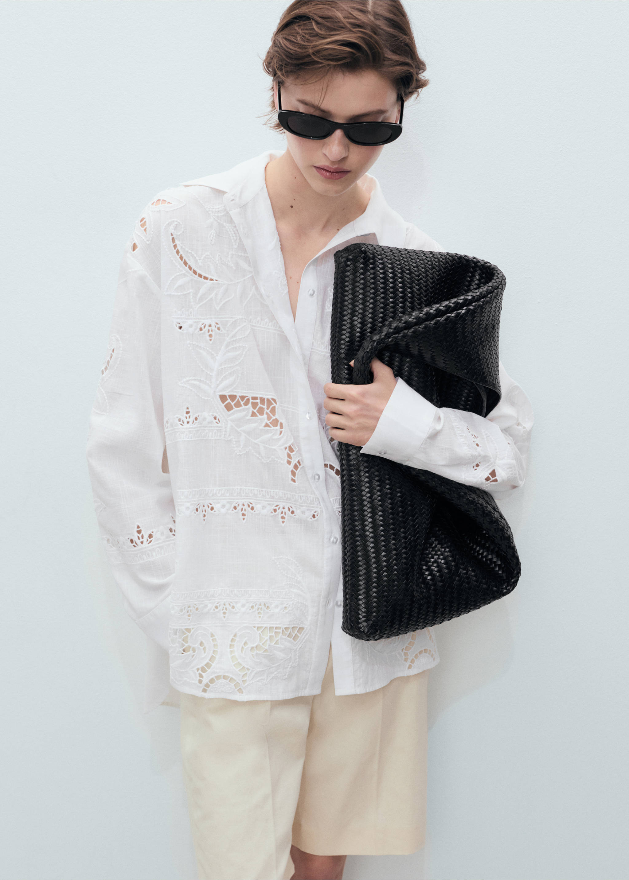 Oversized embroidered shirt - Medium plane, Off White. Ref: 87068645-00.