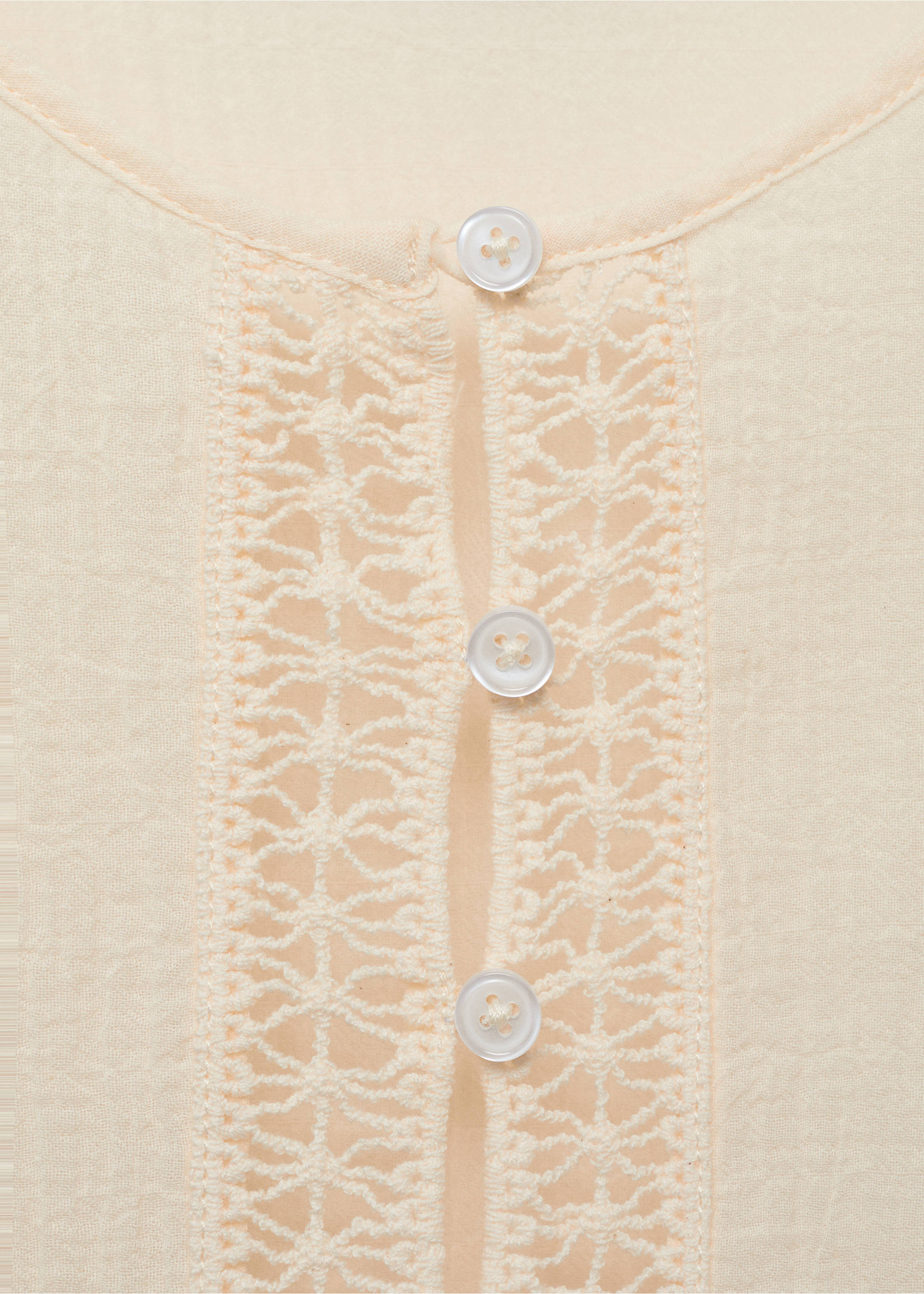 Embroidered cotton blouse with openwork details - Details of the article 8, Off White. Ref: 87068647-00.