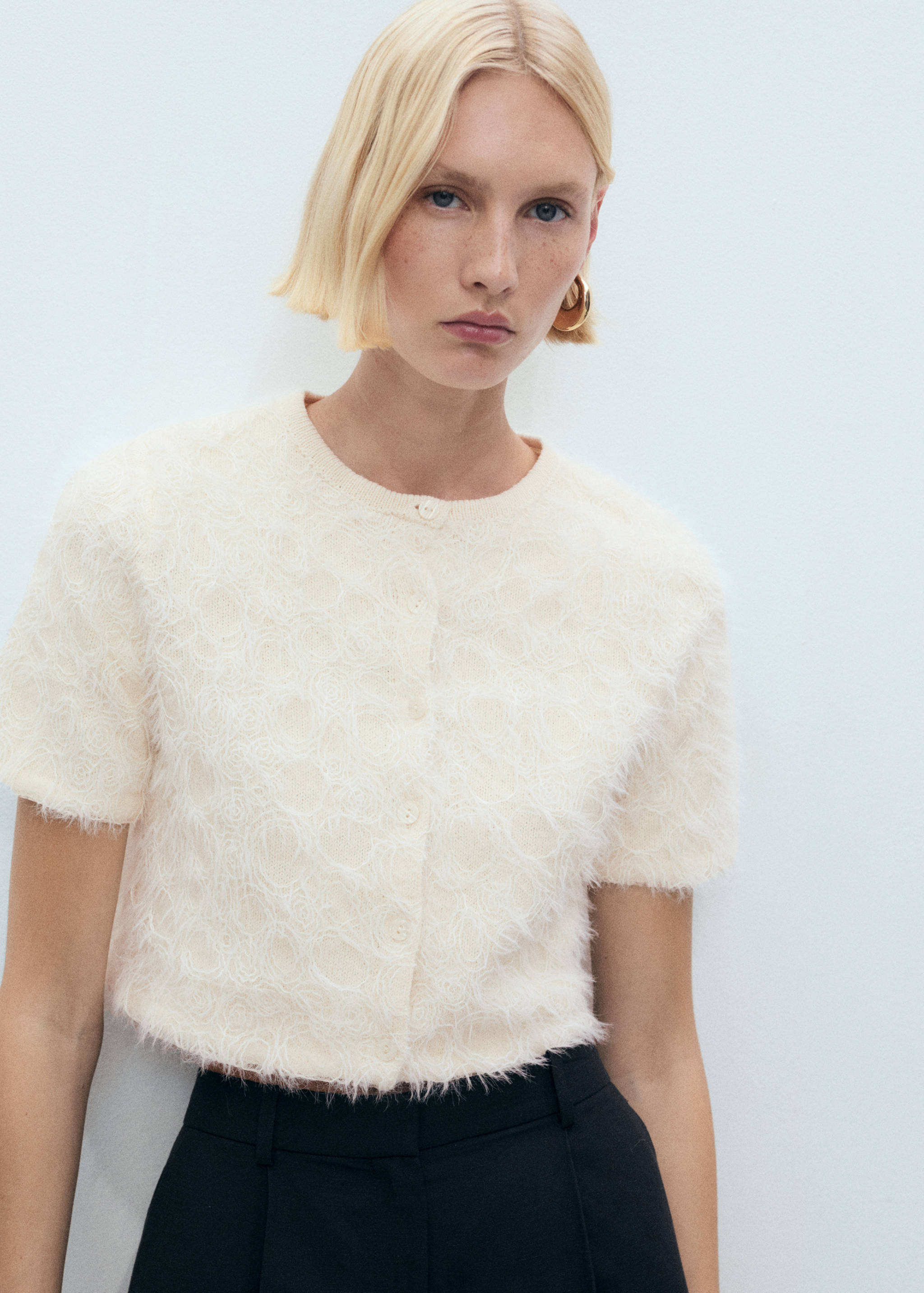 Knitted cropped cardigan - Medium plane