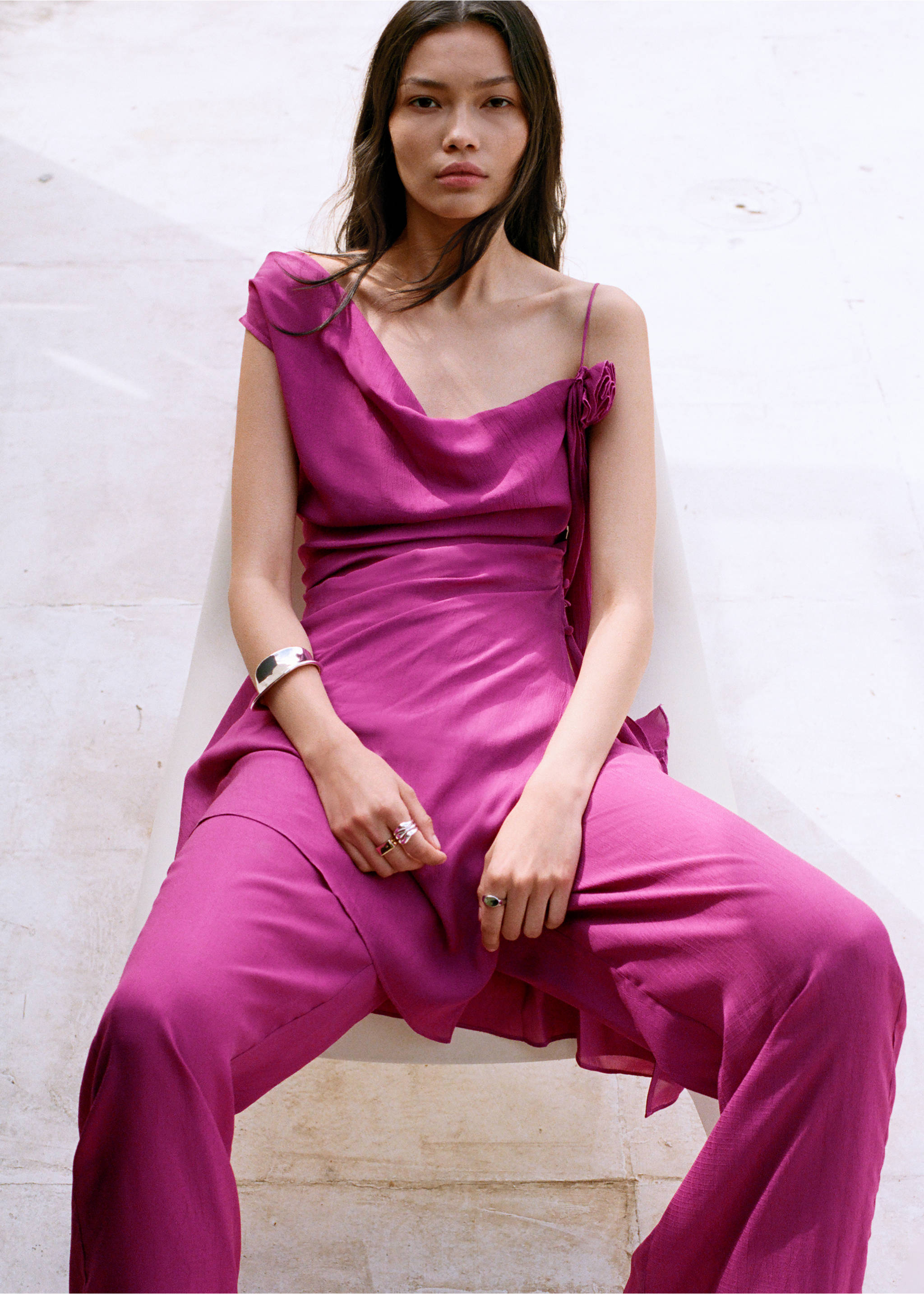 Pantalon droit fluide - Détail de l'article 6, Violet. Ref: 87068653-00.