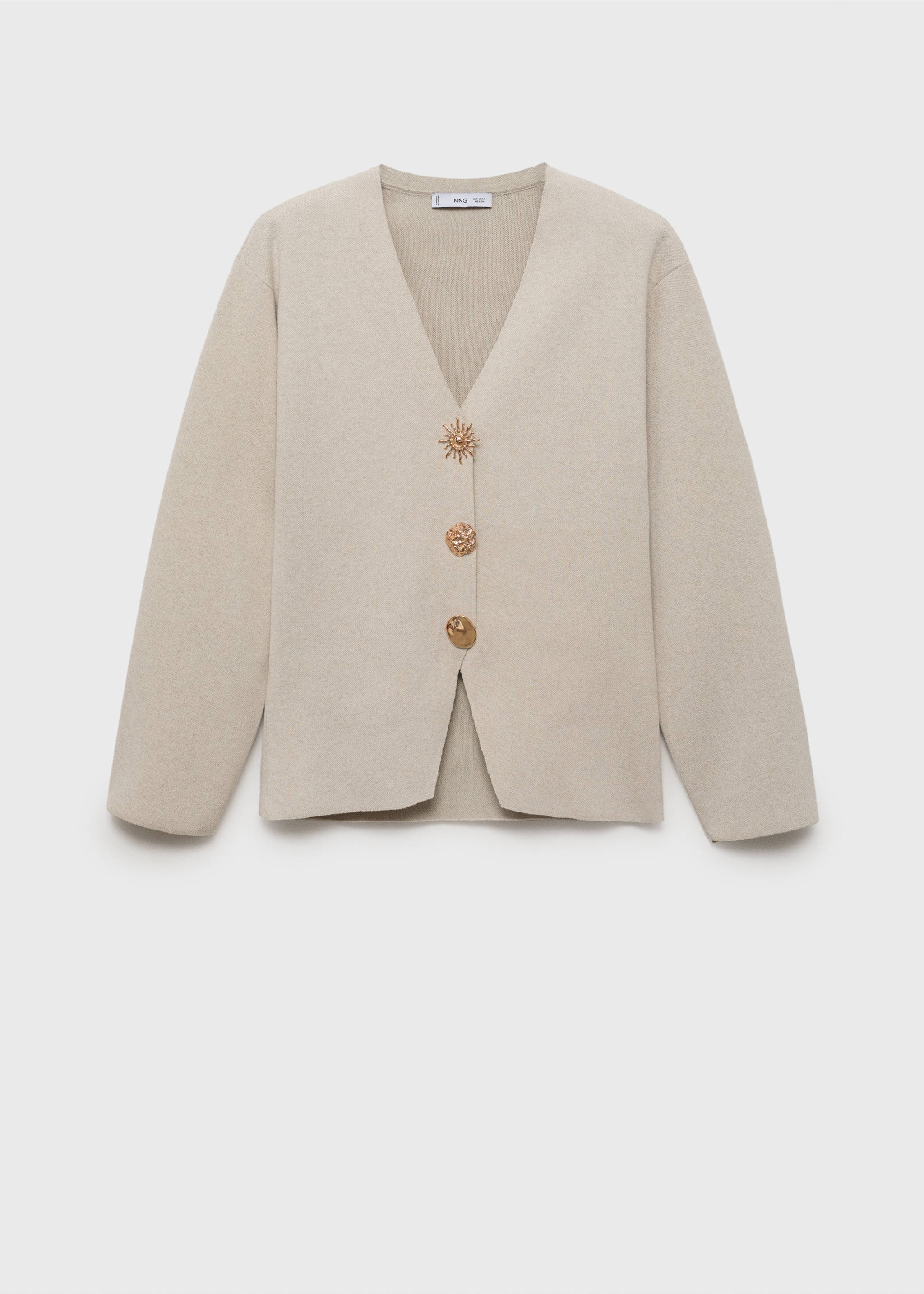 Fine-knit jacket with jewel buttons - Article without model, Beige. Ref: 87069065-00.
