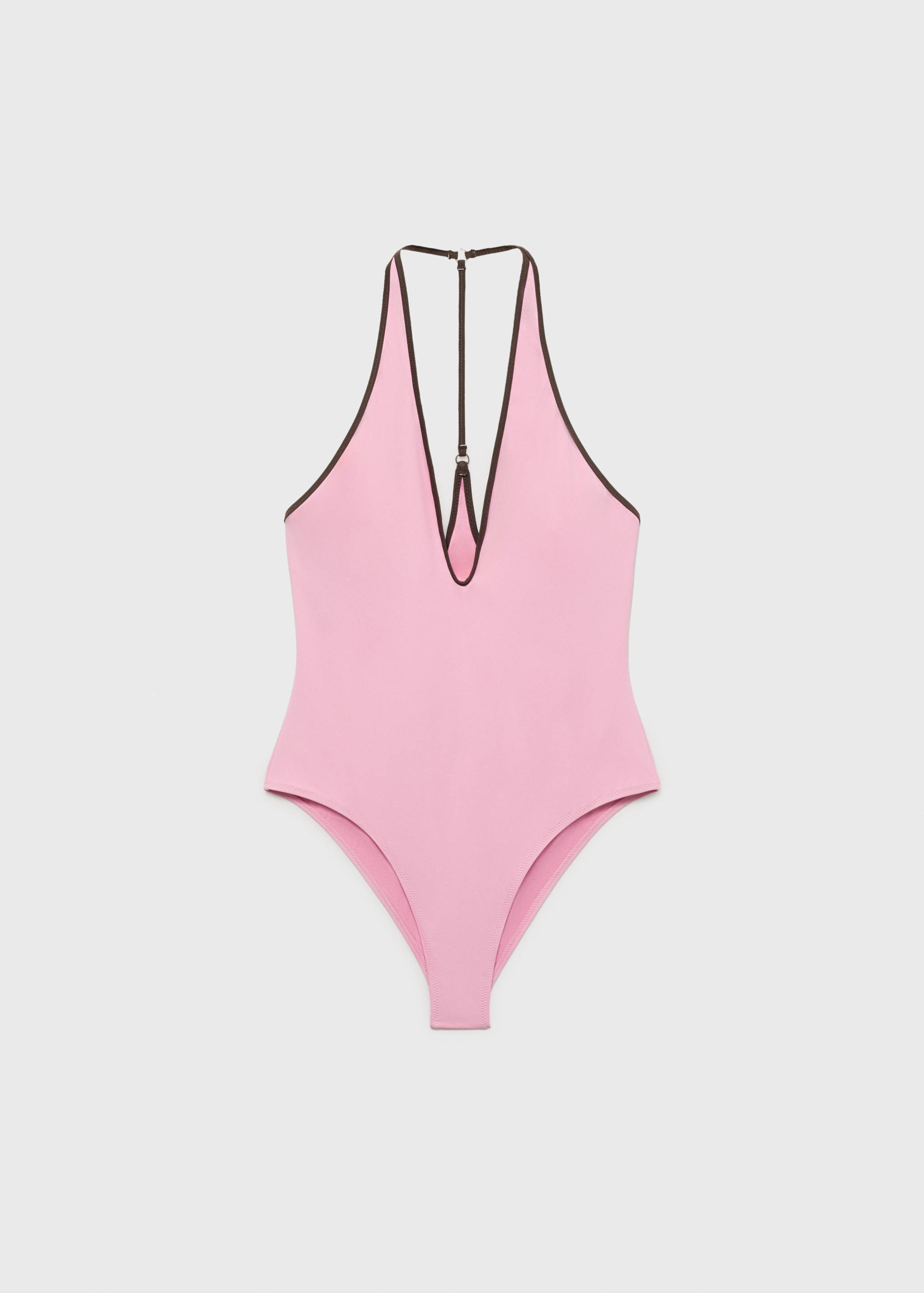 Maillot de bain à col en V avec bordure contrastée - Article sans modèle