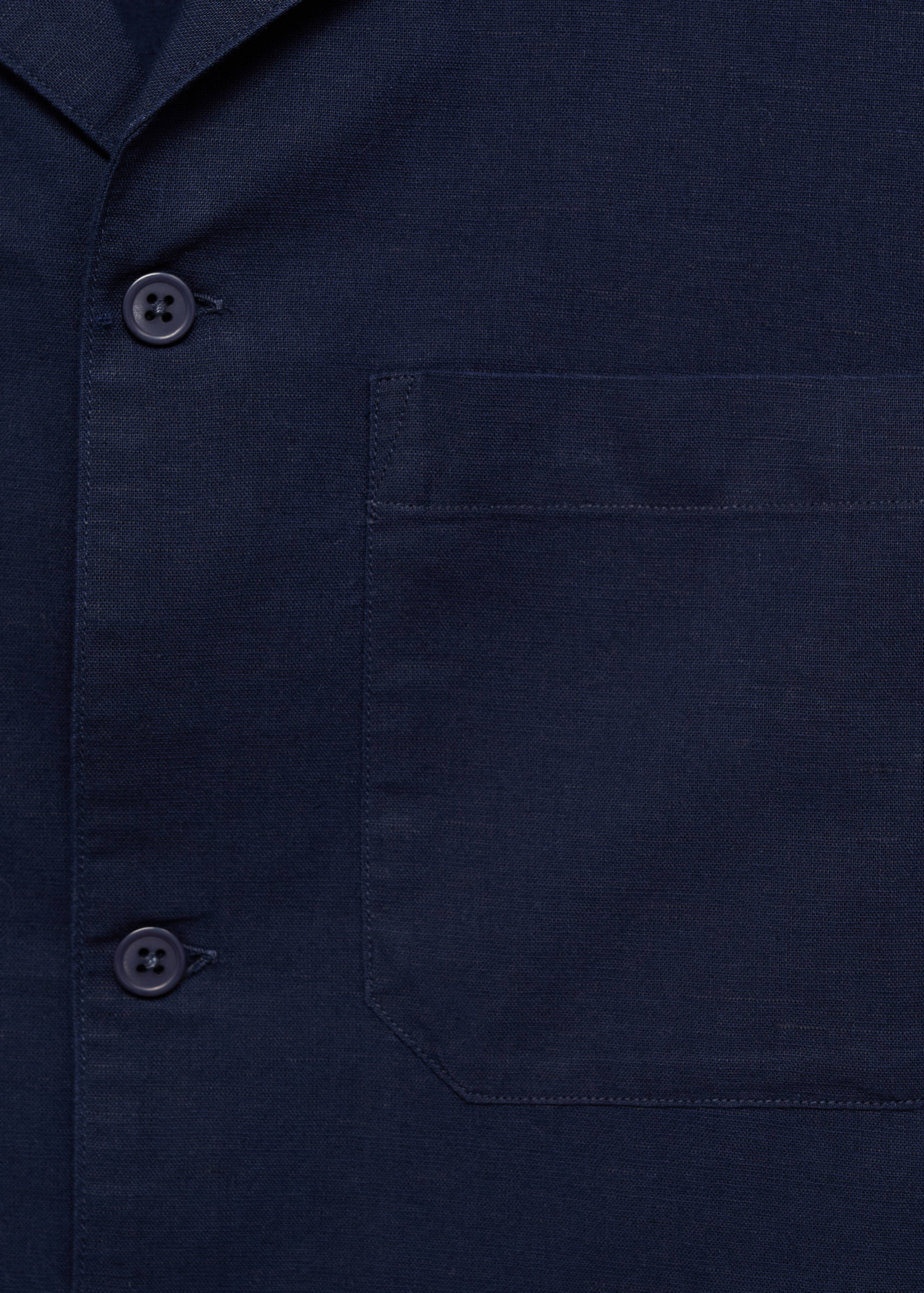 Linen shirt with bowling collar and pocket - Details of the article 0