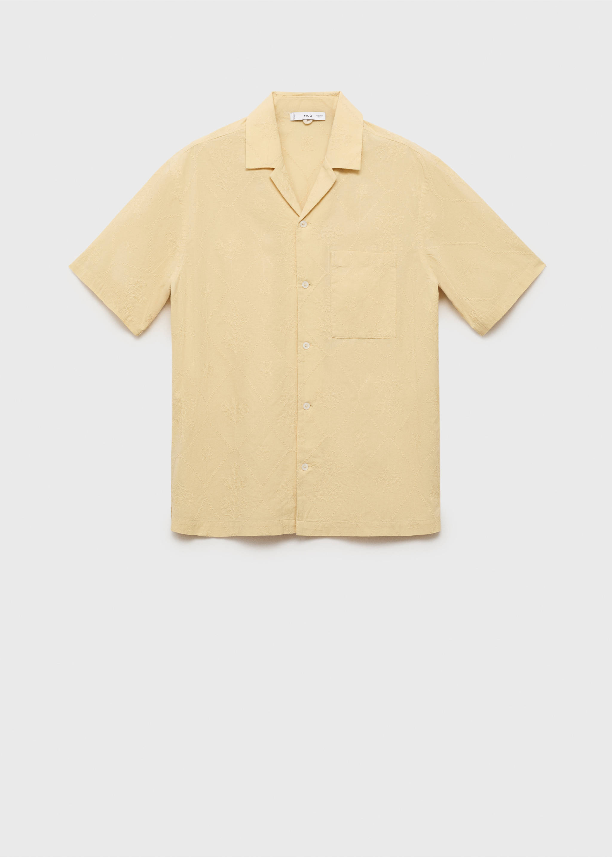 Shirt with embroidered bowling collar - Article without model, Vanilla. Ref: 87069214-00.