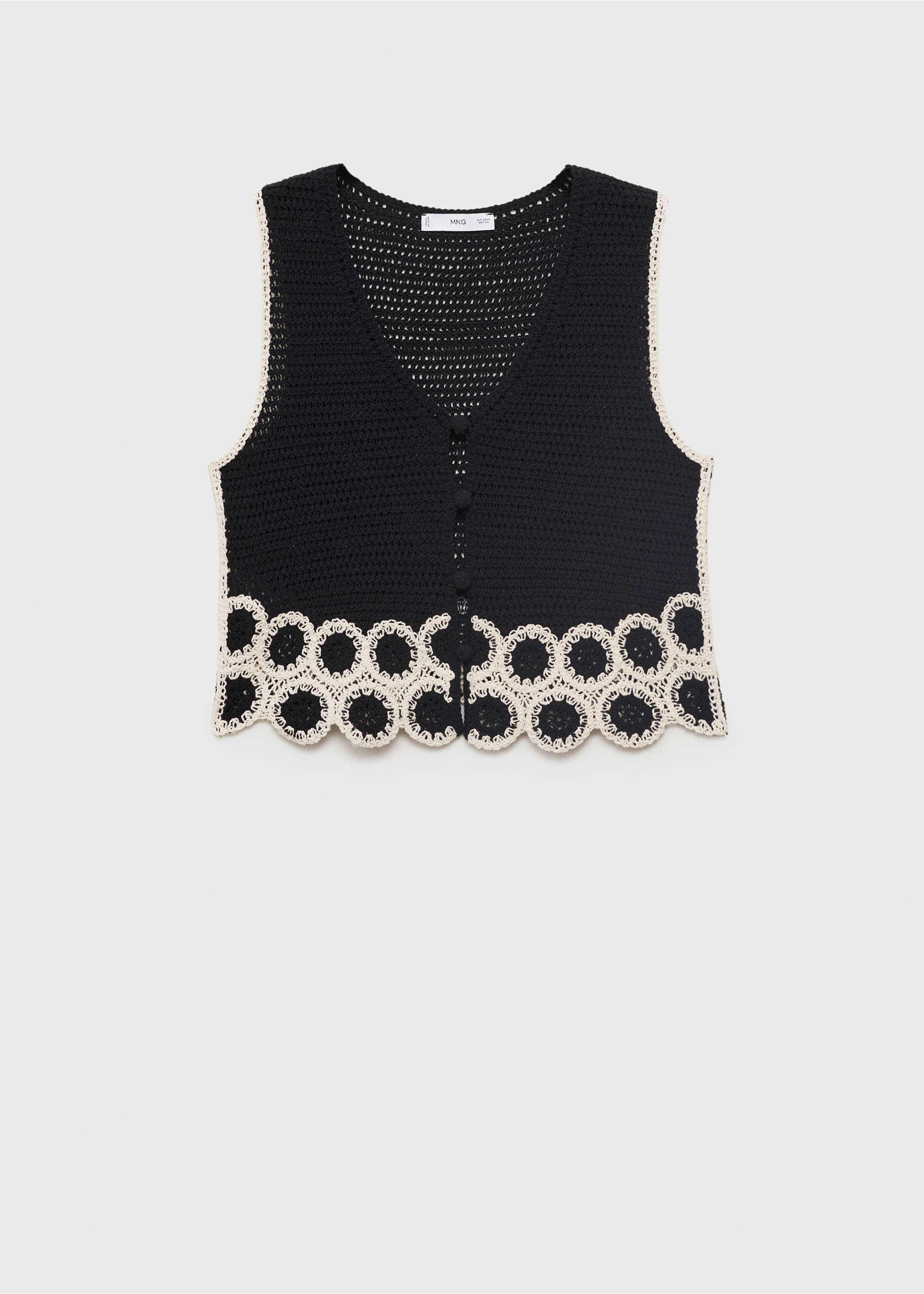 Gilet crochet imprimé circulaire - Article sans modèle, Noir. Ref: 87069215-00.