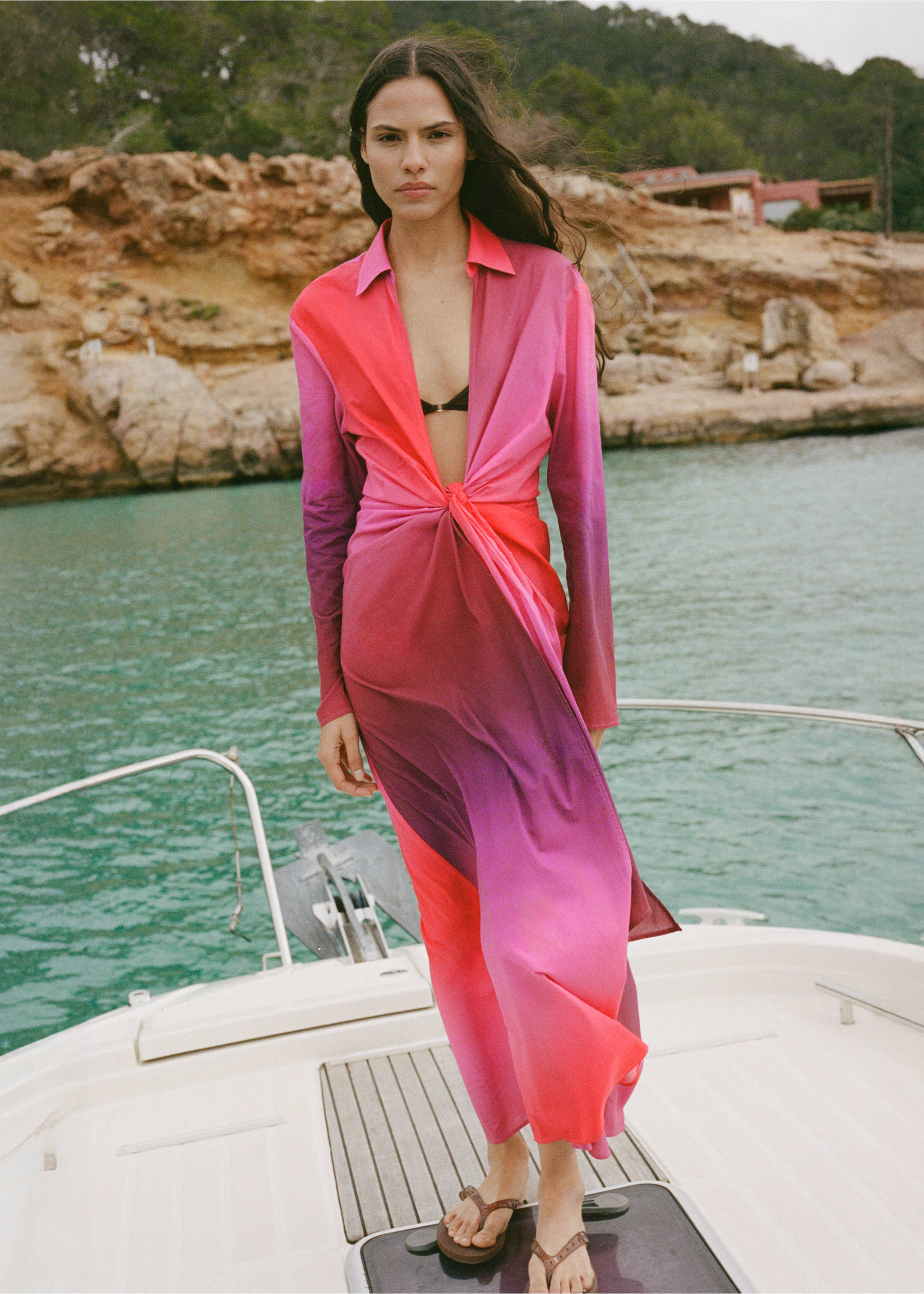 Robe coton tie and dye - Plan général, Rose. Ref: 87069216-00.