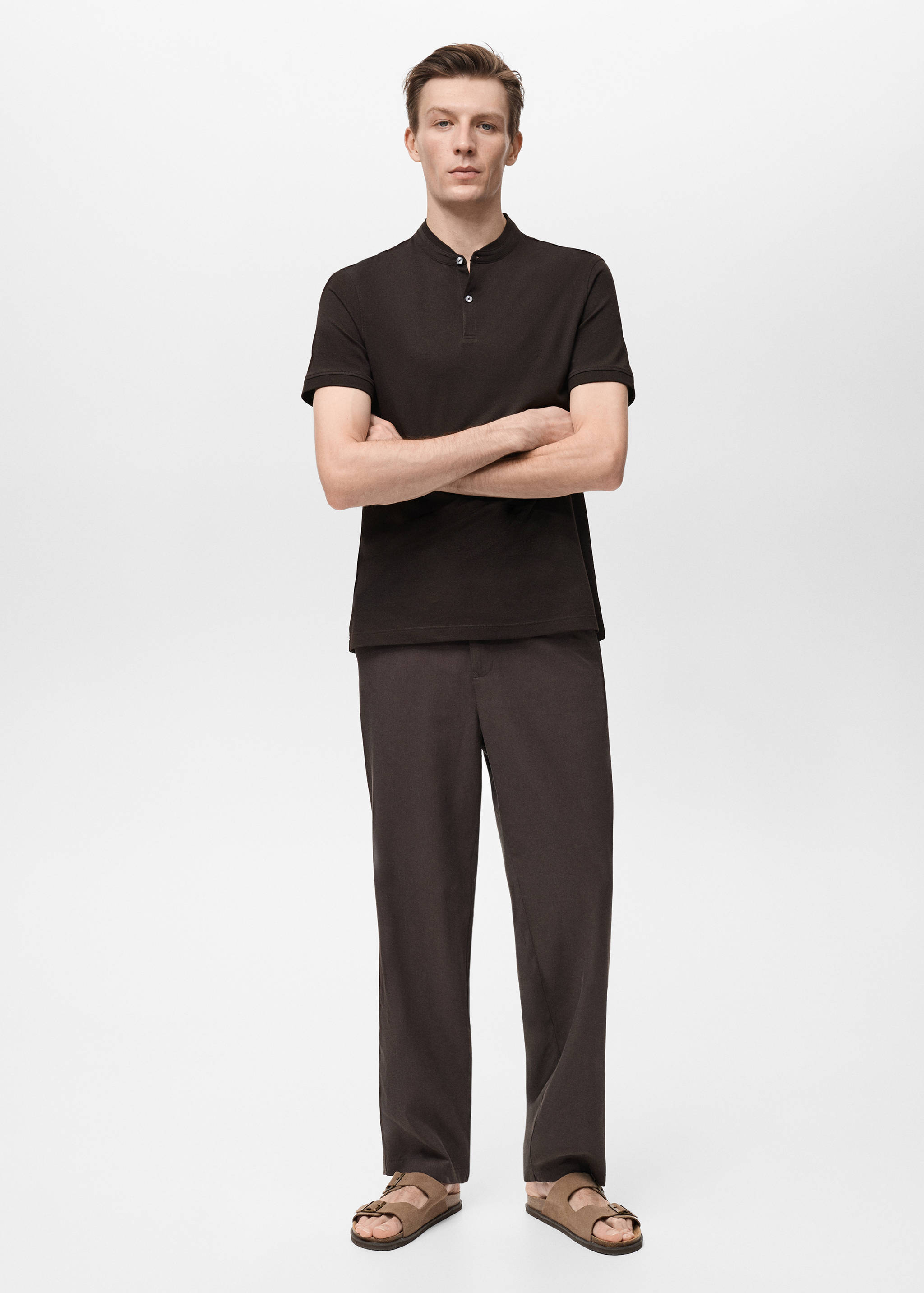 Mao collar cotton polo - General plane