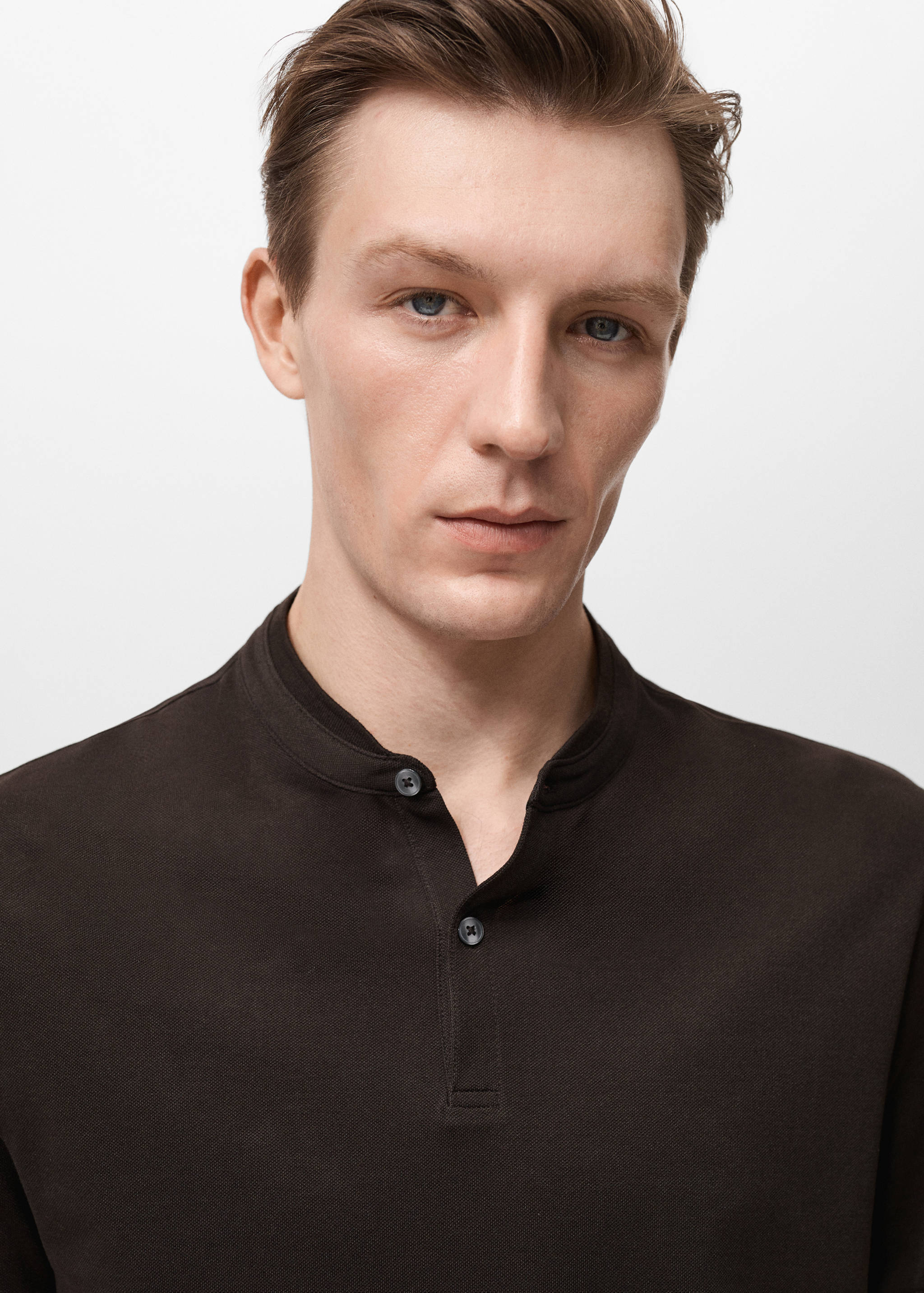 Mao collar cotton polo - Details of the article 1