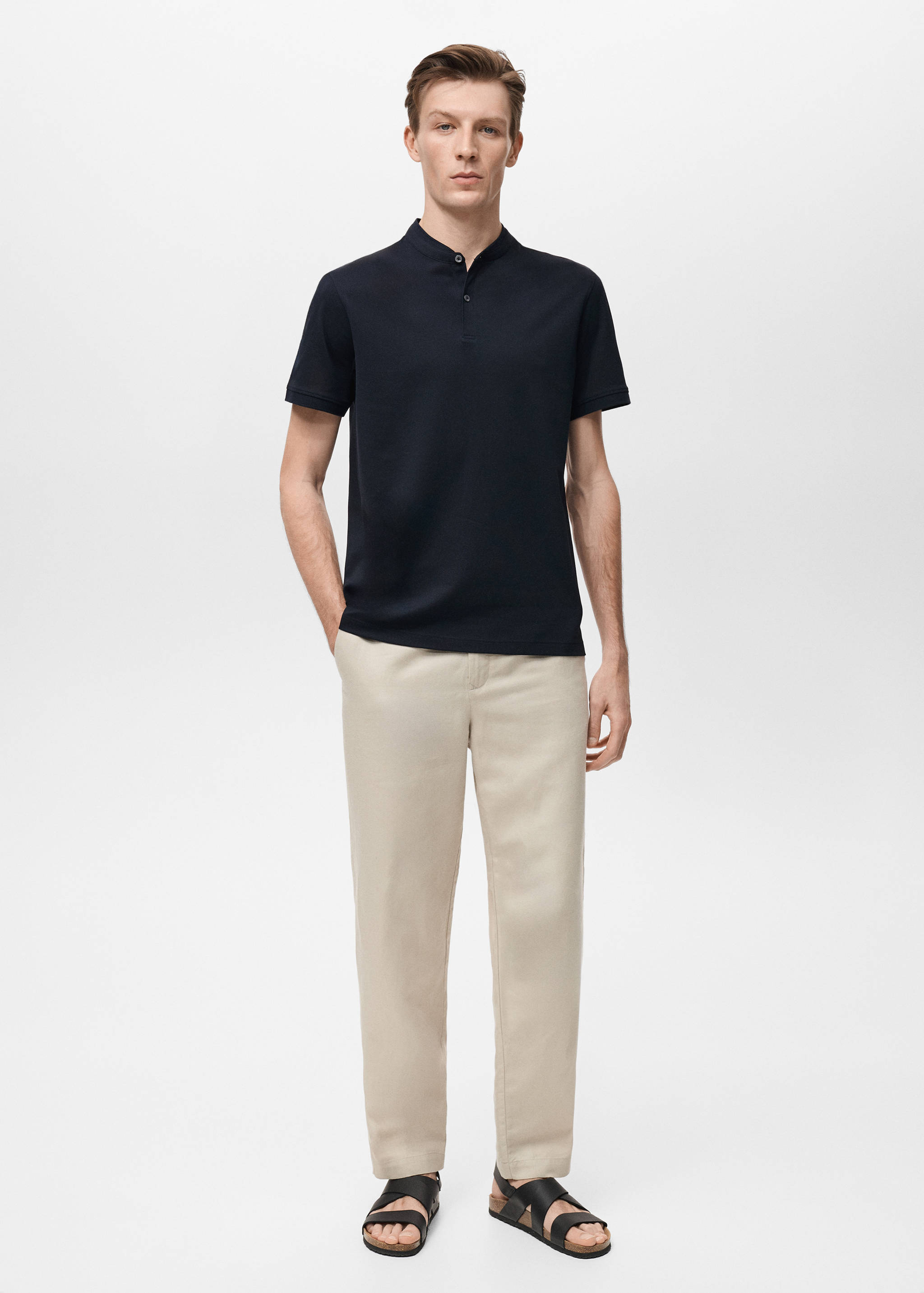 Mao collar cotton polo - General plane