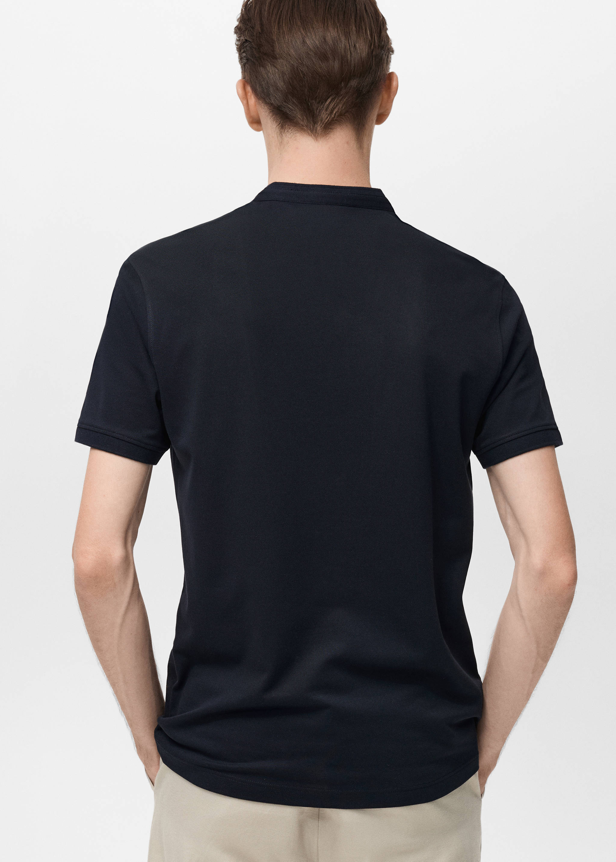 Mao collar cotton polo - Reverse of the article