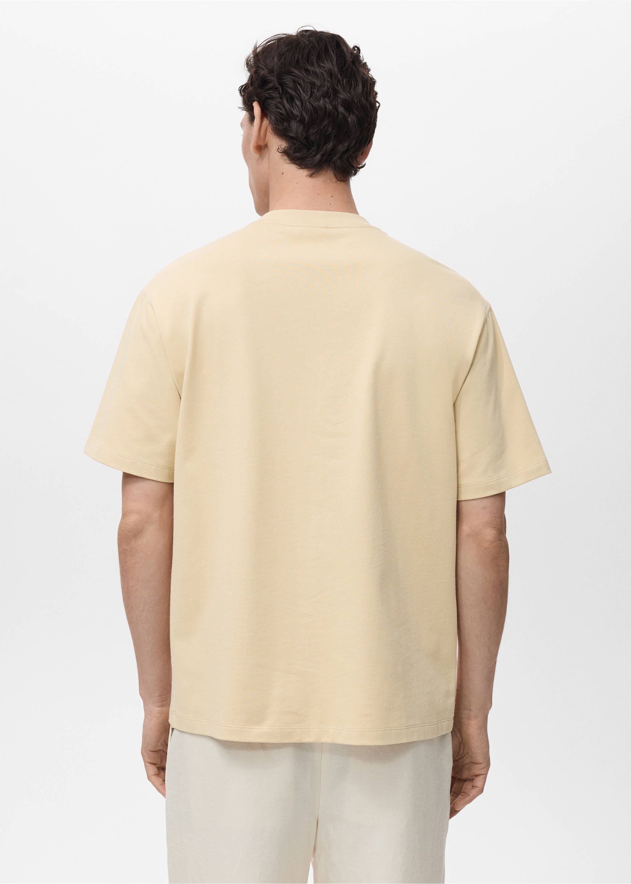 Relaxed fit cotton t-shirt - Reverse of the article, Vanilla. Ref: 87069218-00.