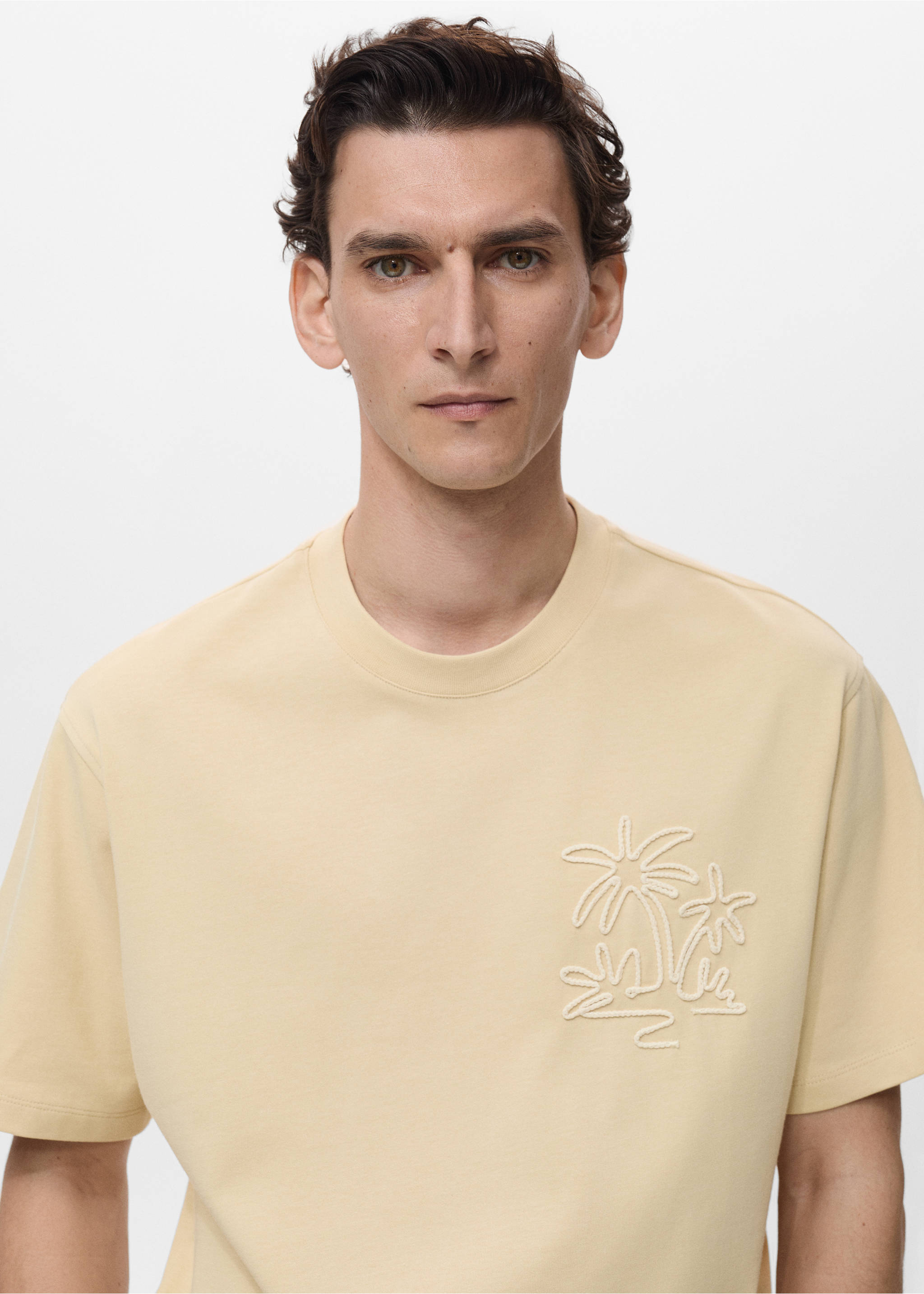 Relaxed fit cotton t-shirt - Details of the article 1, Vanilla. Ref: 87069218-00.