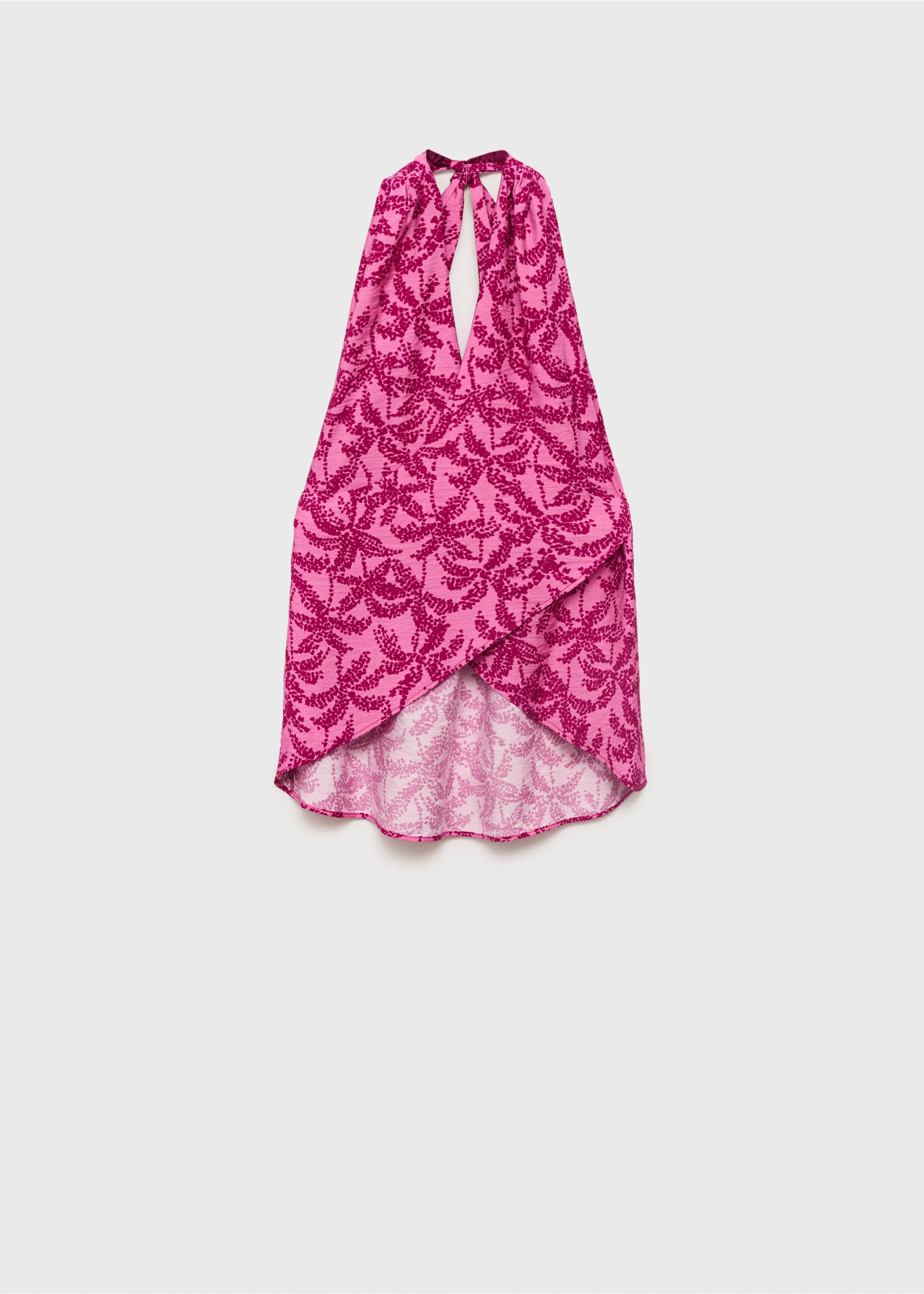 Halter-neck printed top - Article without model, Fuchsia. Ref: 87069219-00.