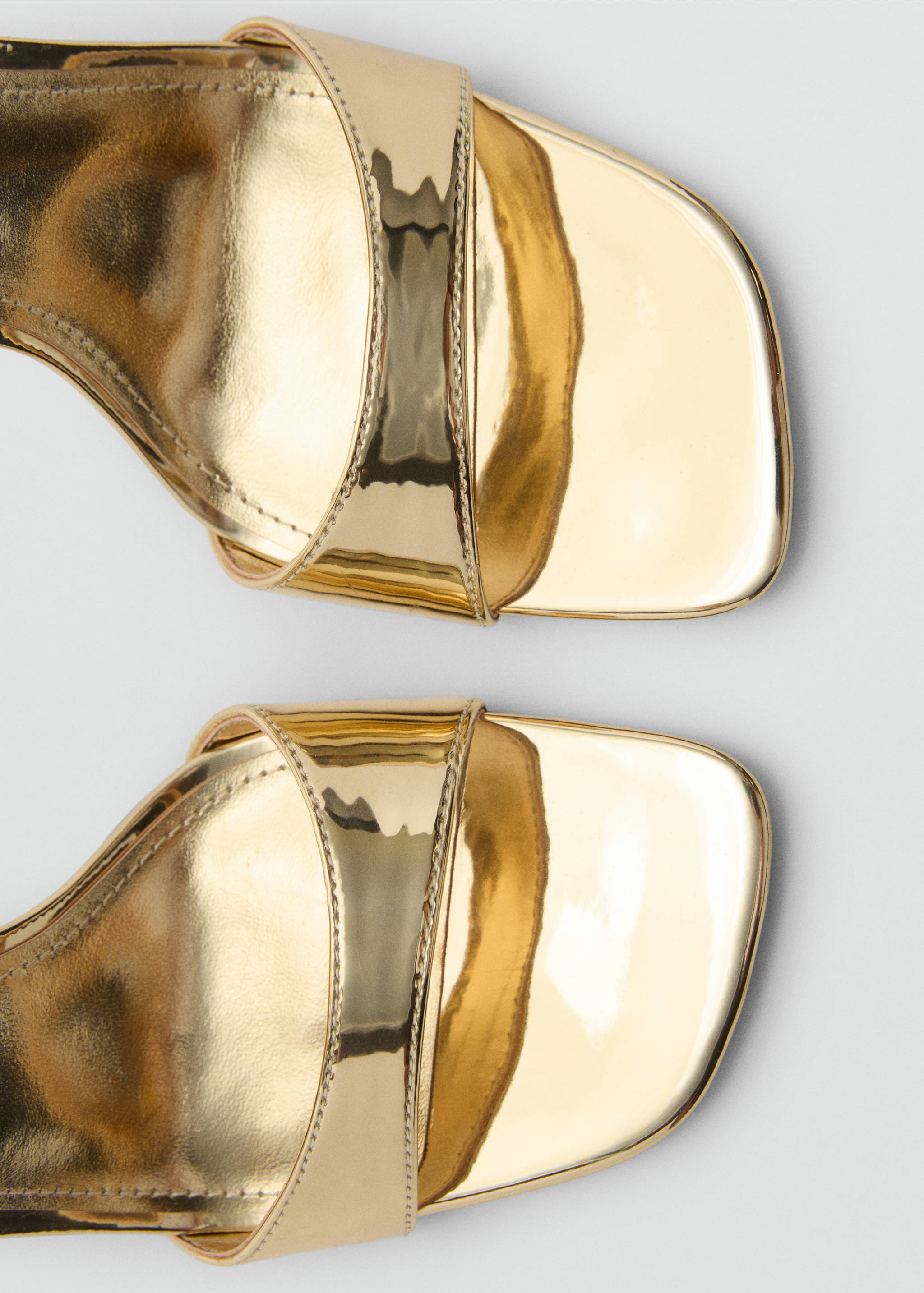 Strappy heeled sandals - Details of the article 2, Gold. Ref: 87070306-00.