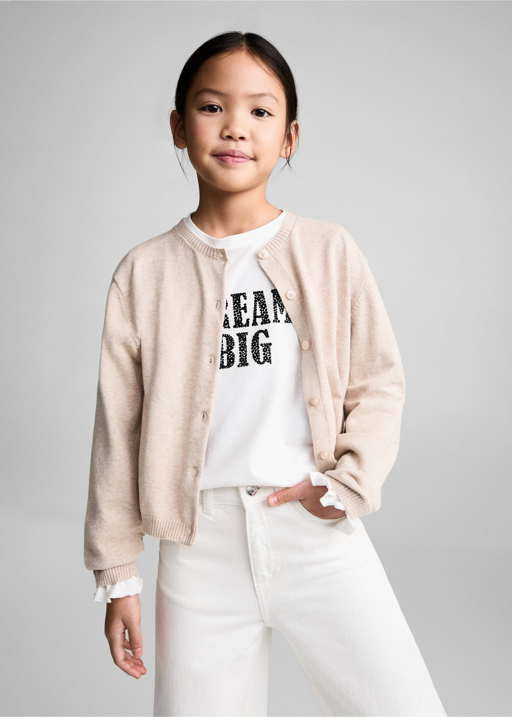 Jeans culotte mid-waist comfort - Medium plane, White. Ref: 87070418-00.