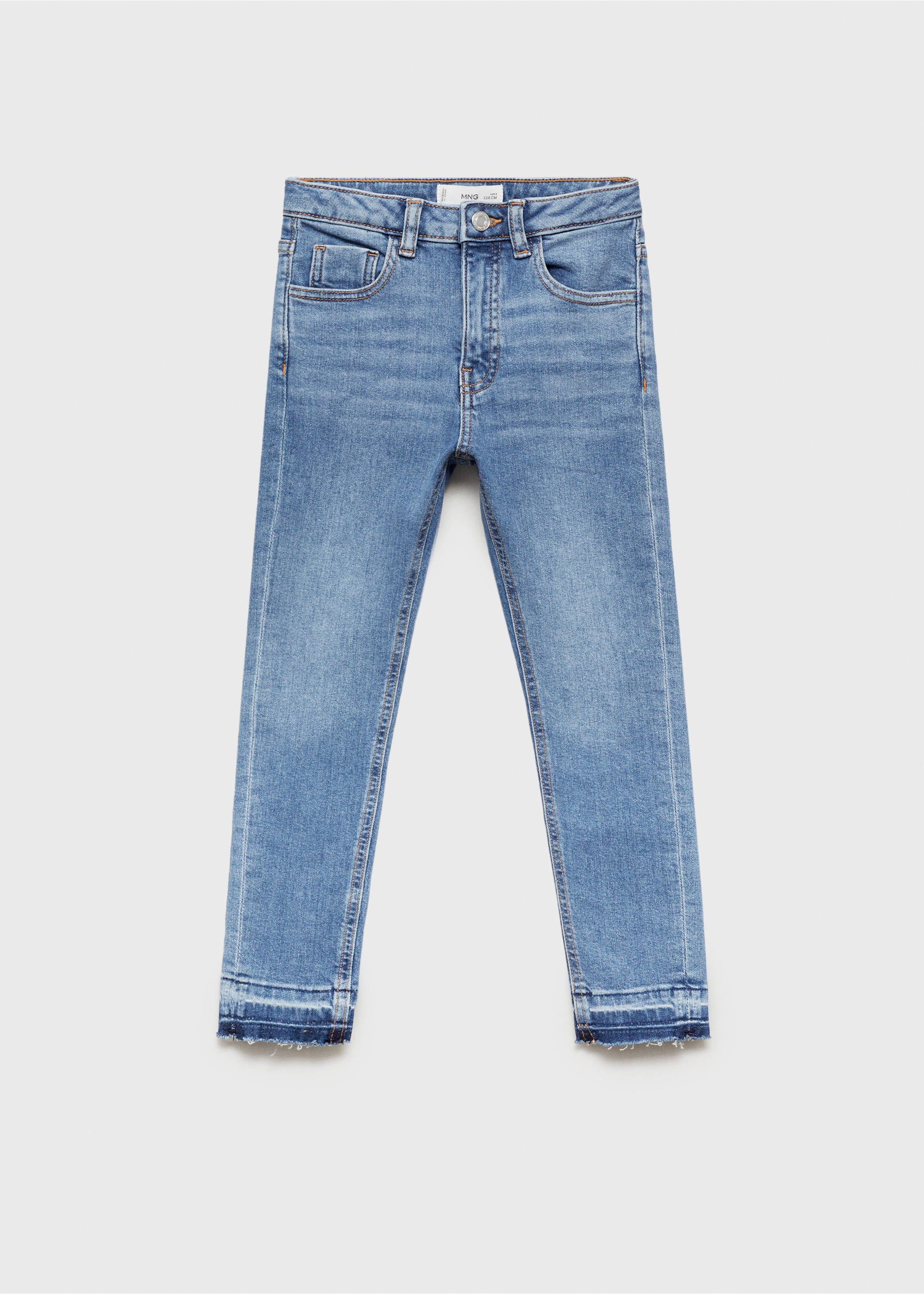 Skinny jeans with frayed hem - Article without model, Blue. Ref: 87070419-00.