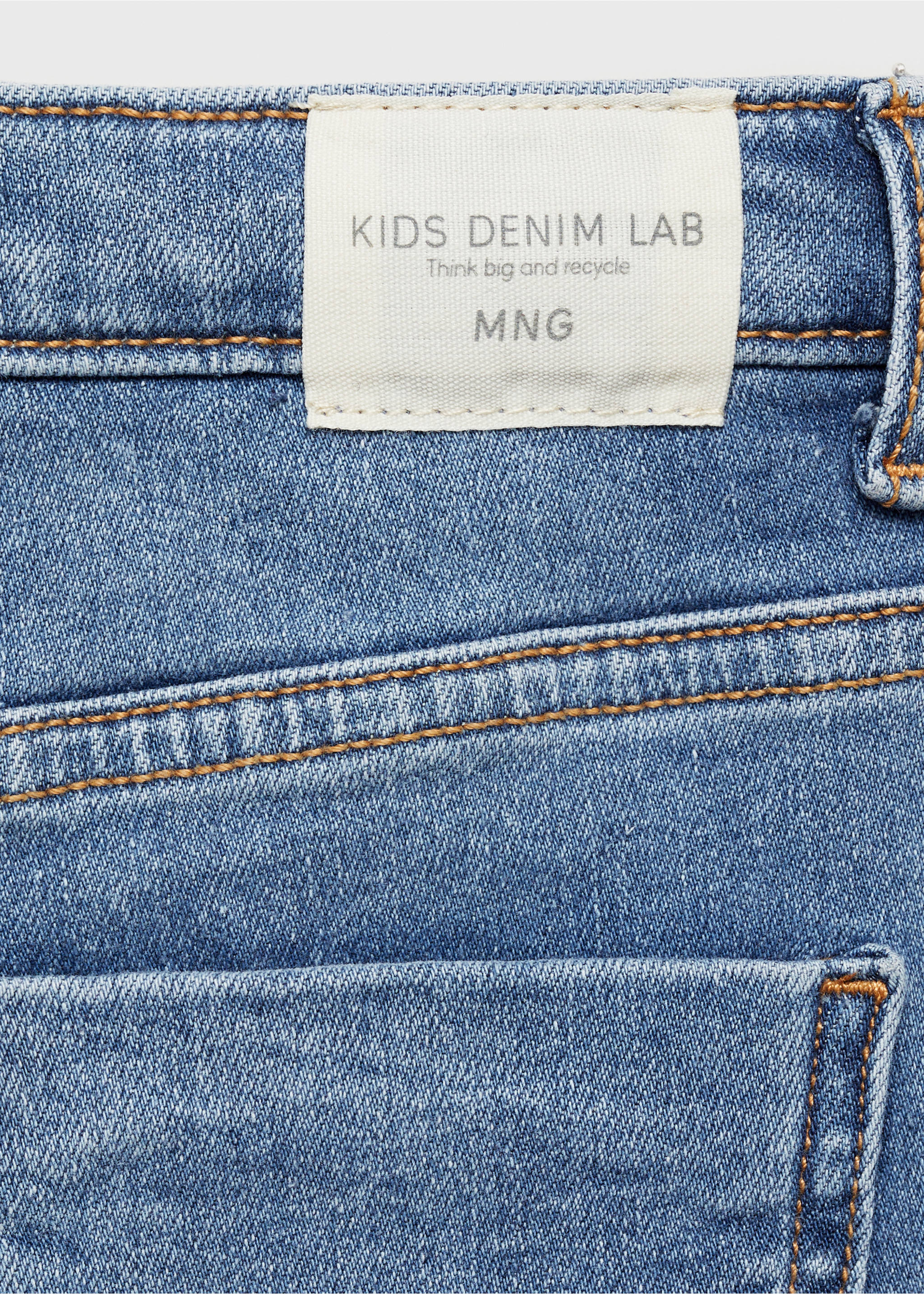 Skinny jeans with frayed hem - Details of the article 8, Blue. Ref: 87070419-00.