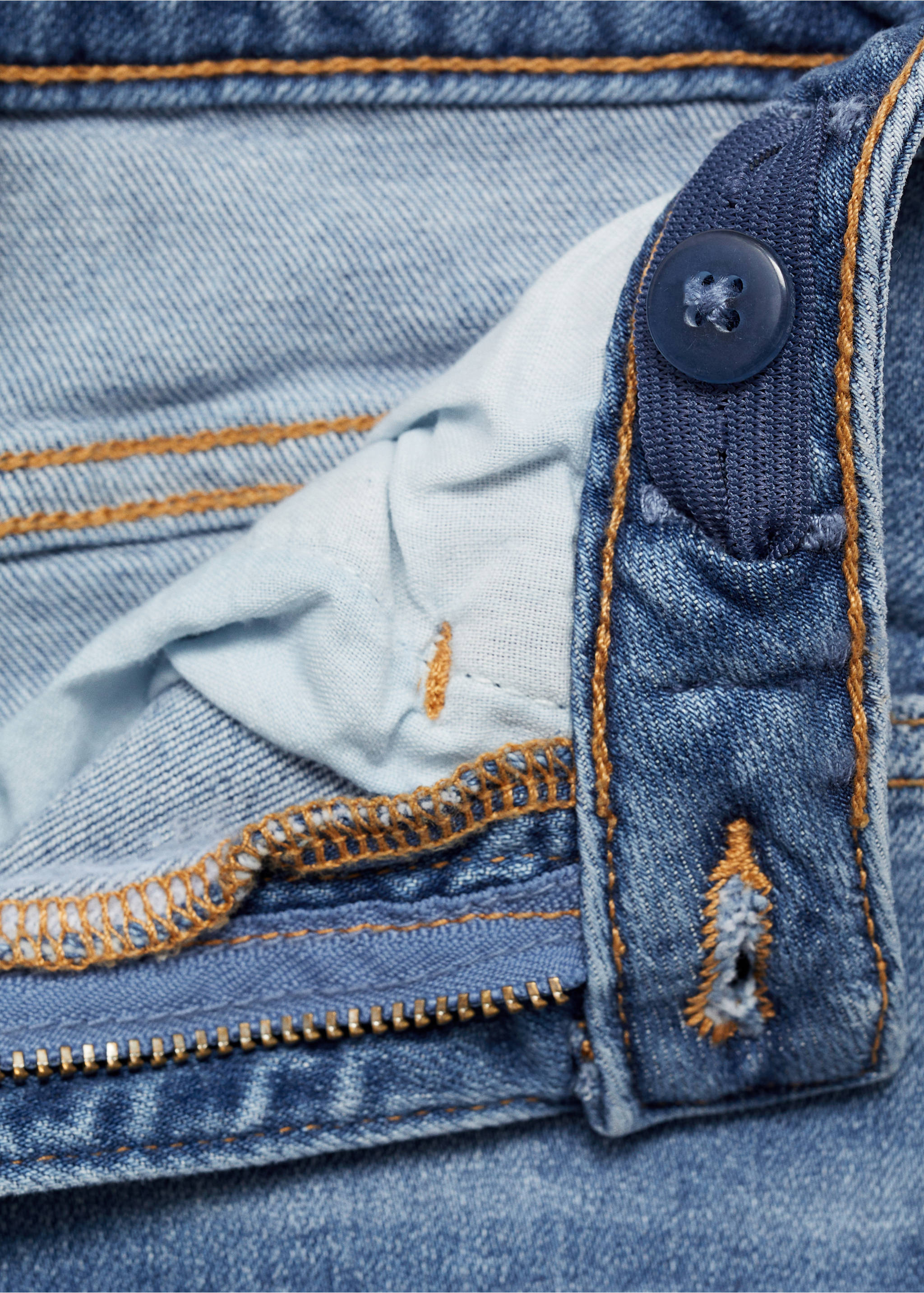 Skinny jeans with frayed hem - Details of the article 0, Blue. Ref: 87070419-00.