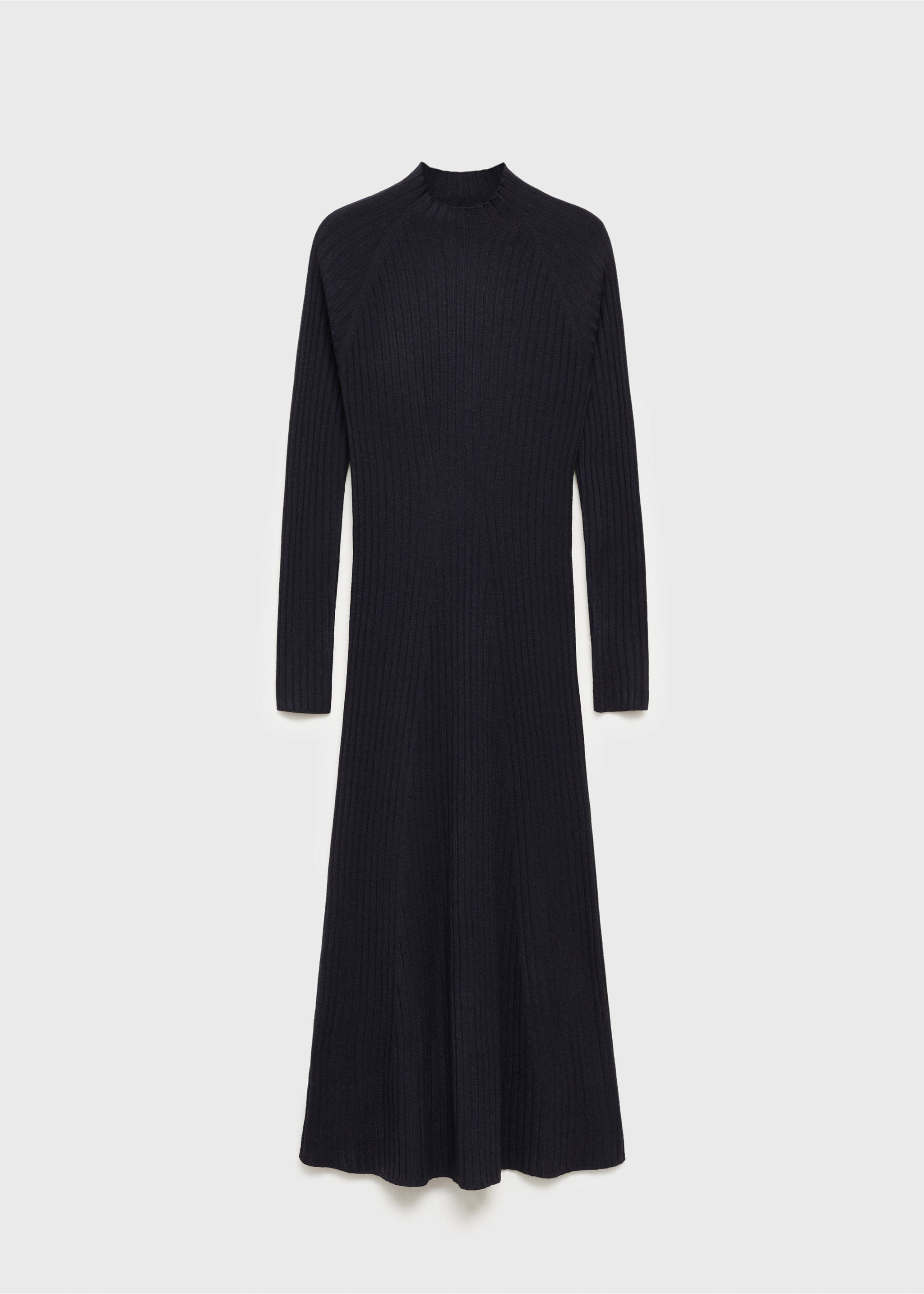 Flared knit dress with perkins collar - Article without model, Dark Navy. Ref: 87070424-00.