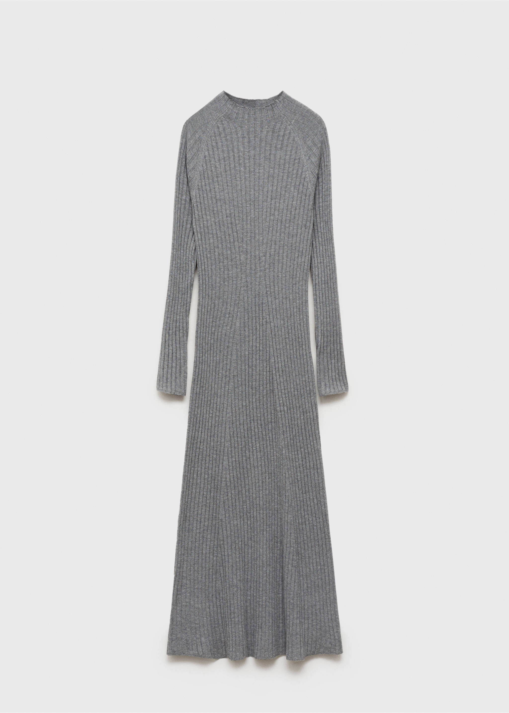Stickad klockad klänning perkinskrage - Artikel utan modell, Medium Heather grå. Ref: 87070424-00.