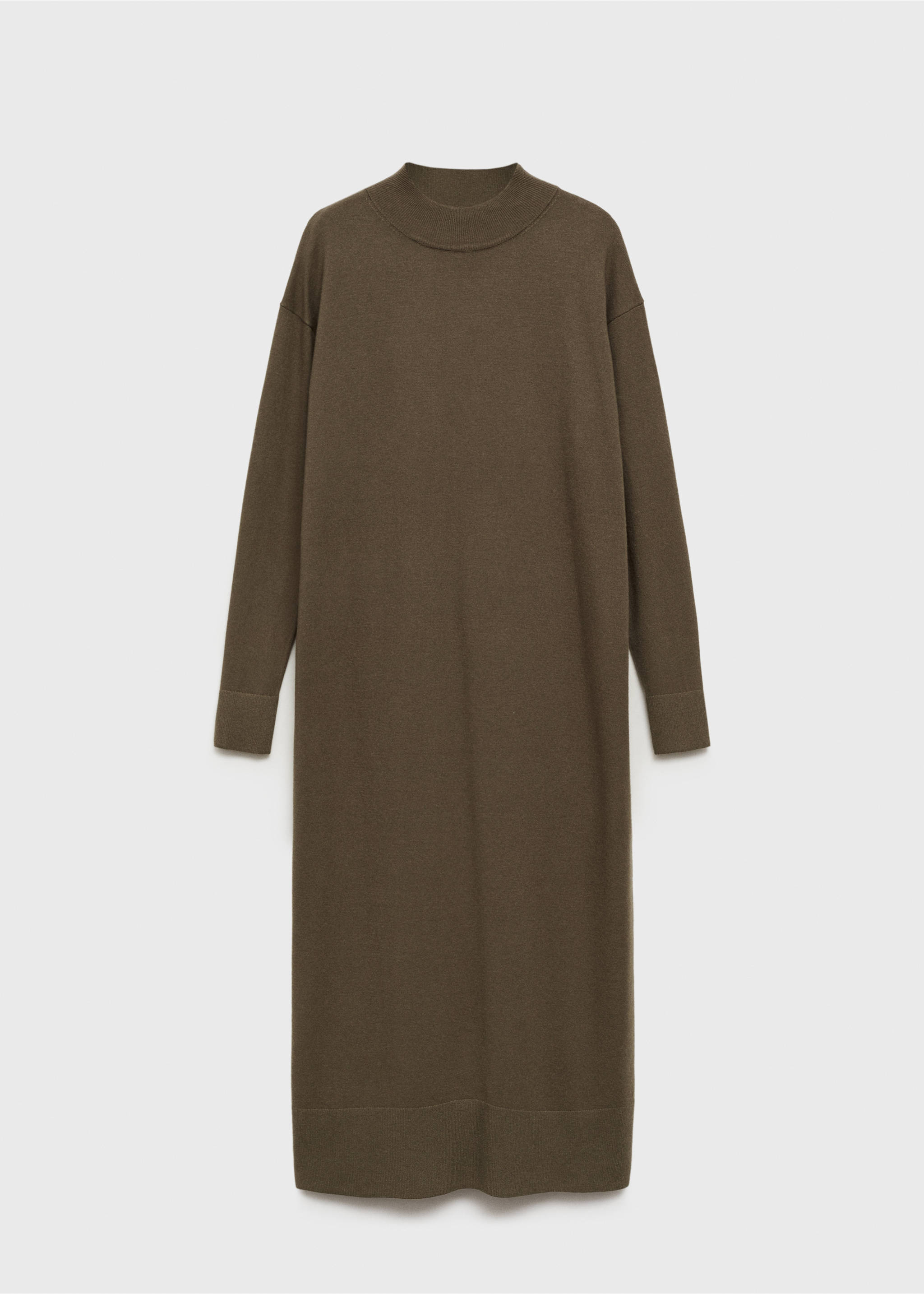 Perkins-neck knitted dress - Article without model, Khaki. Ref: 87070425-00.