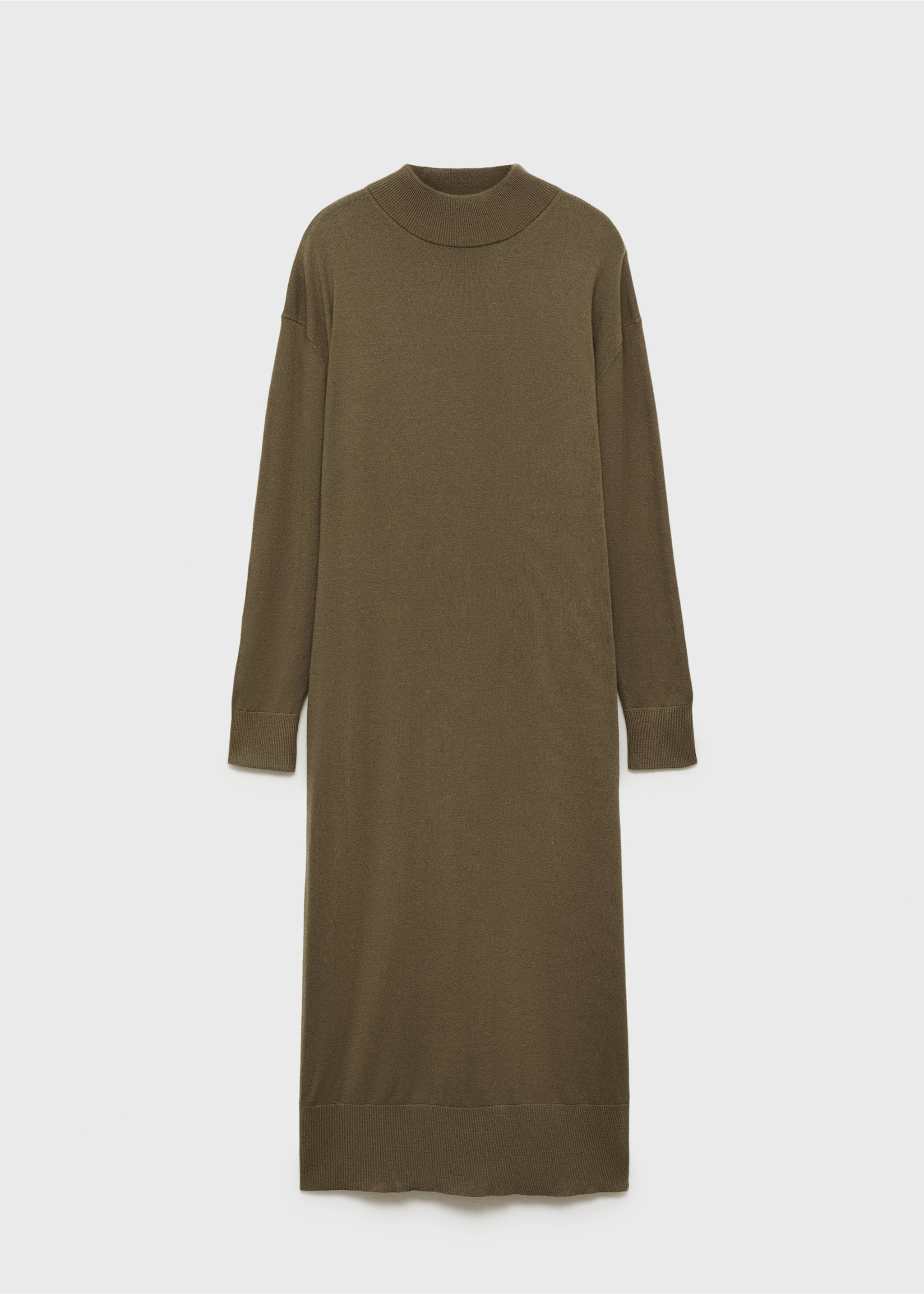 Perkins-neck knitted dress - Article without model, Khaki. Ref: 87070425-00.