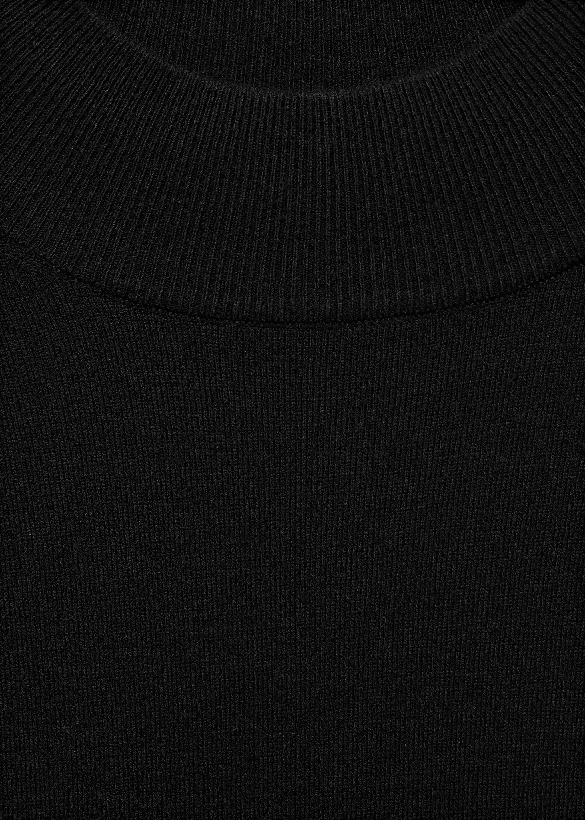 Perkins-neck knitted dress - Details of the article 8, Black. Ref: 87070425-00.