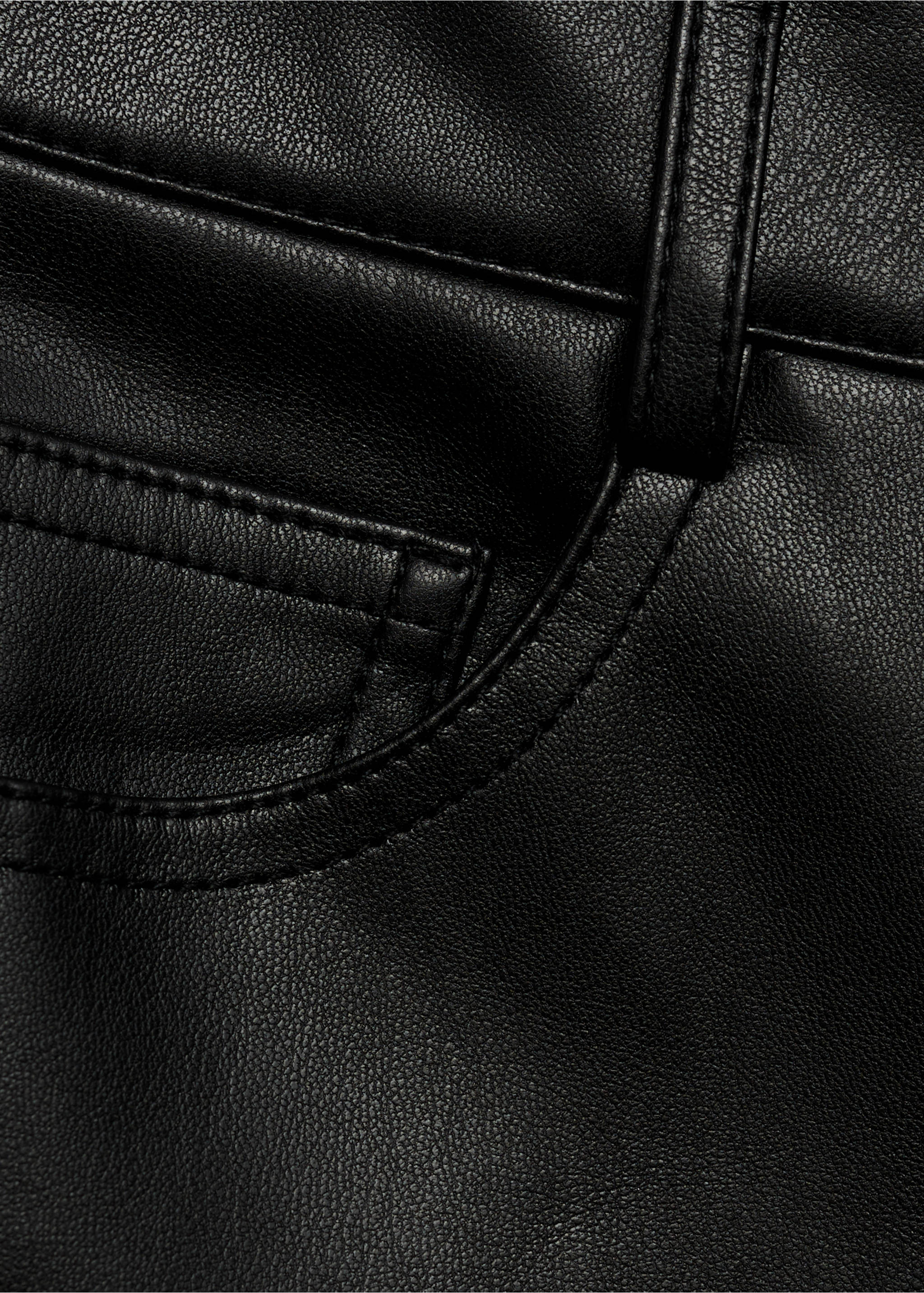 Straight-leg faux-leather trousers - Details of the article 8, Black. Ref: 87070432-00.
