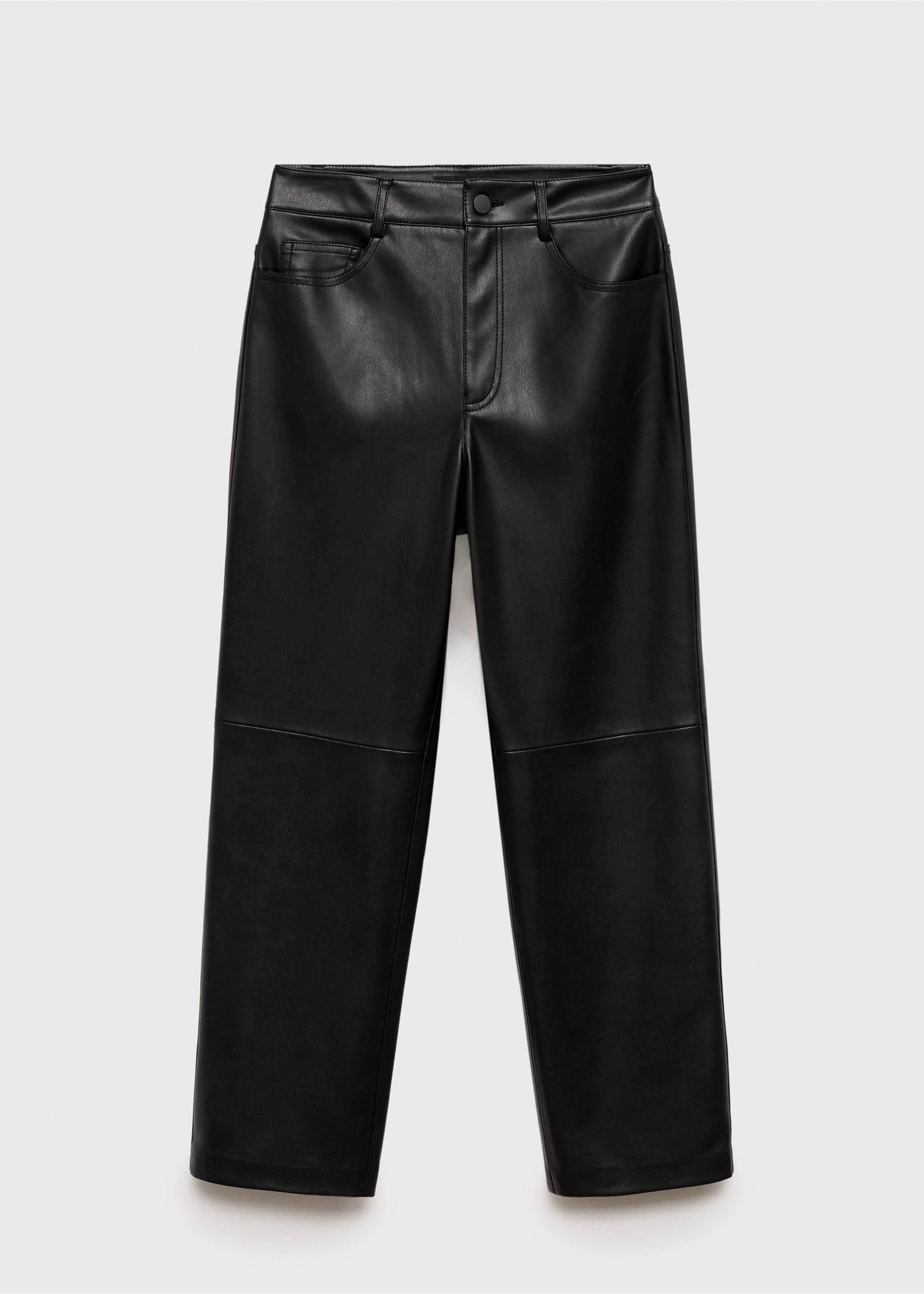 Rechte broek met leereffect - Artikel zonder model, Zwart. Ref: 87070432-00.