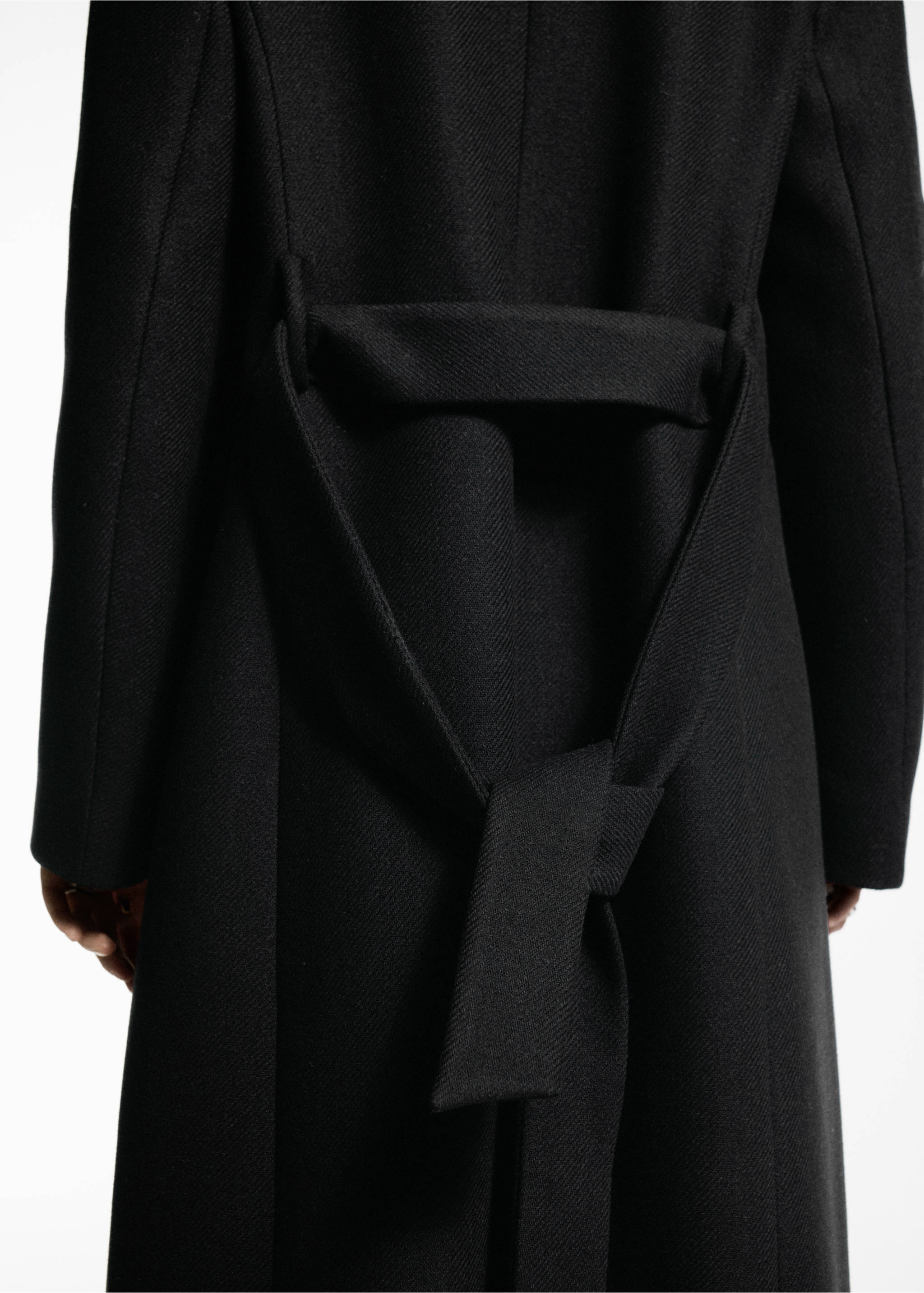 Abrigo lana Manteco cuello pelo desmontable - Detalle del artículo 3, Negro. Ref: 87070447-00.