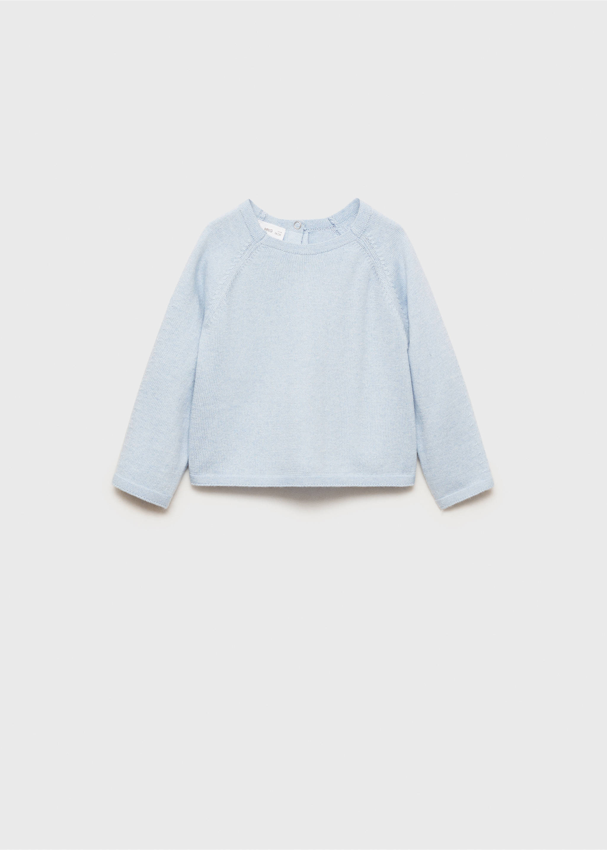 Fine knit sweater with buttons - Article without model, Sky Blue. Ref: 87070448-00.