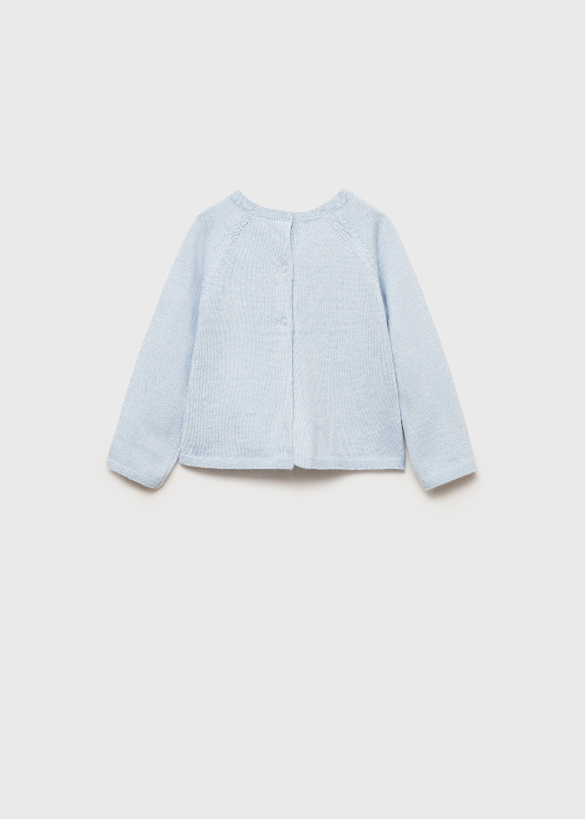 Fine knit sweater with buttons - Reverse of the article, Sky Blue. Ref: 87070448-00.