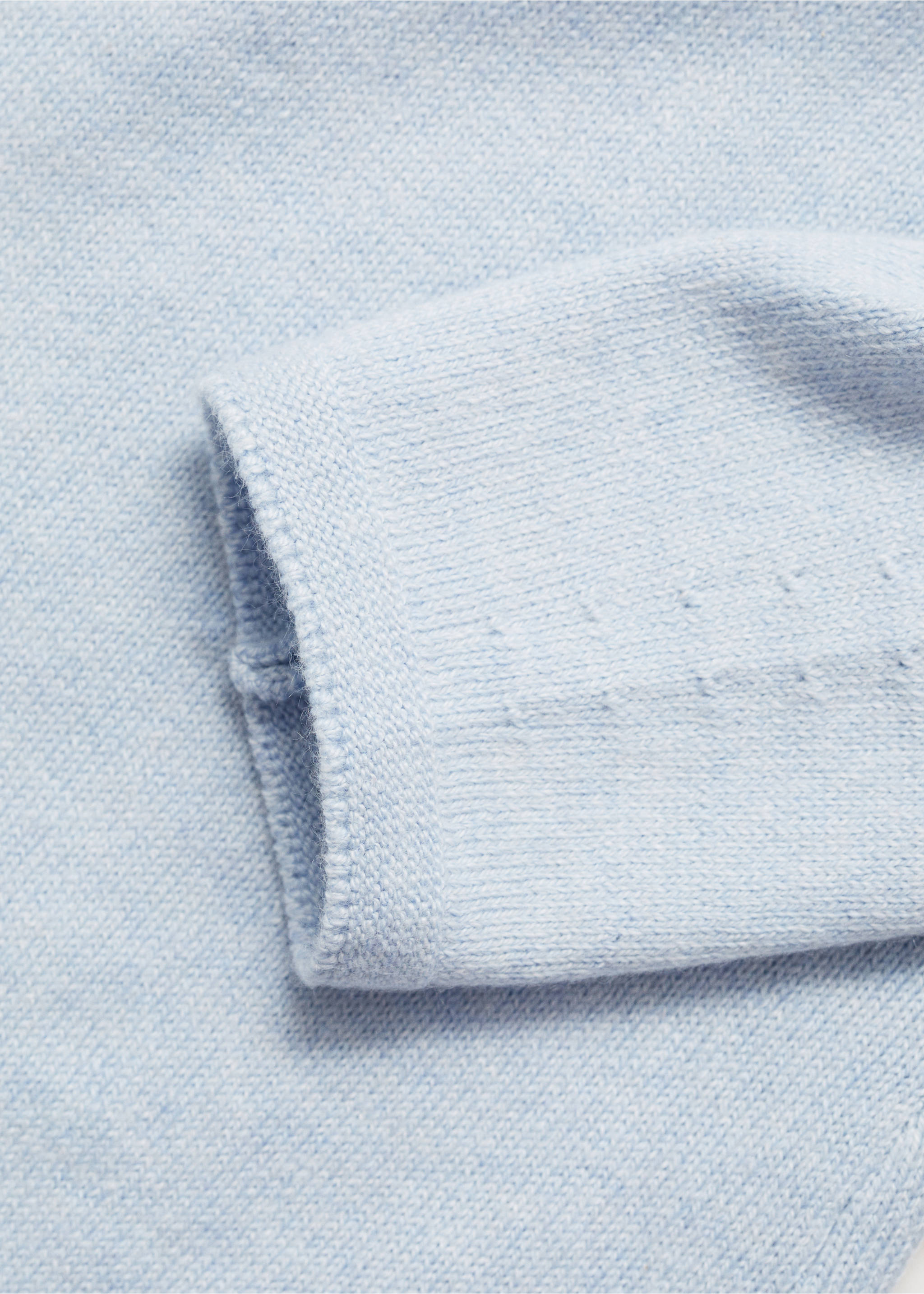 Fine knit sweater with buttons - Details of the article 8, Sky Blue. Ref: 87070448-00.