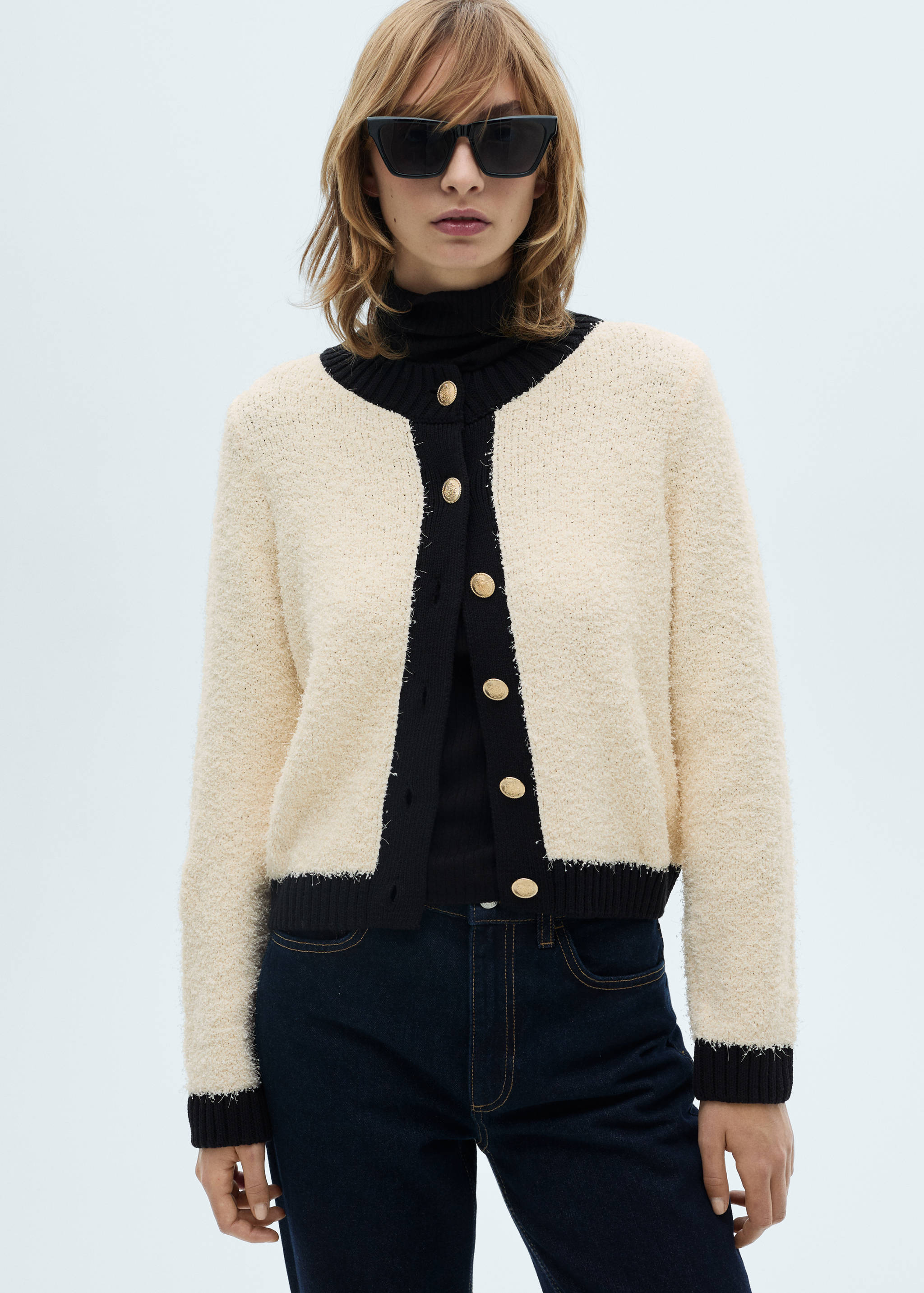 Contrasted buttons jacket - Medium plane