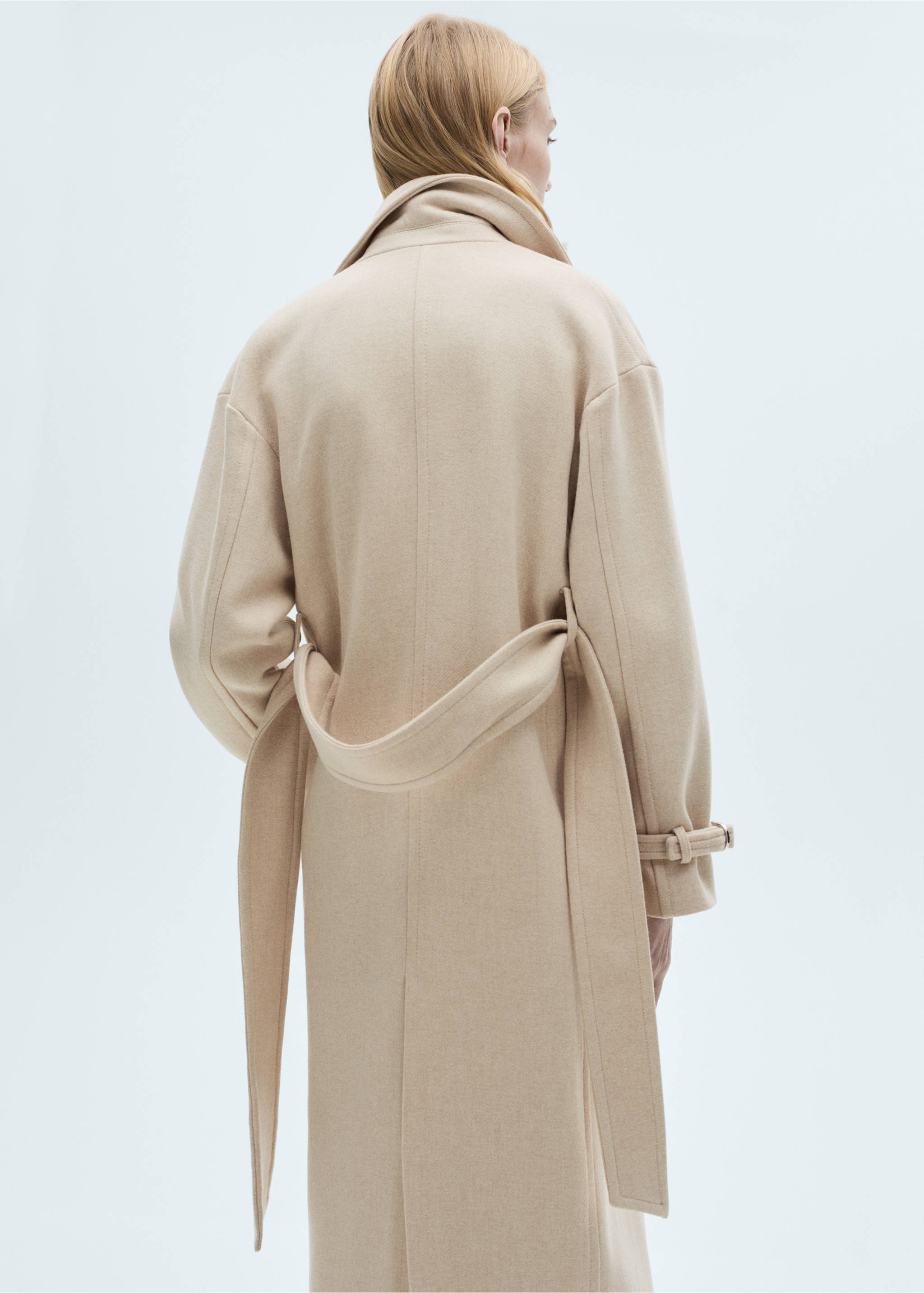 Manteco wool coat with oversized lapels - Reverse of the article, Light/Pastel Grey. Ref: 87070453-00.