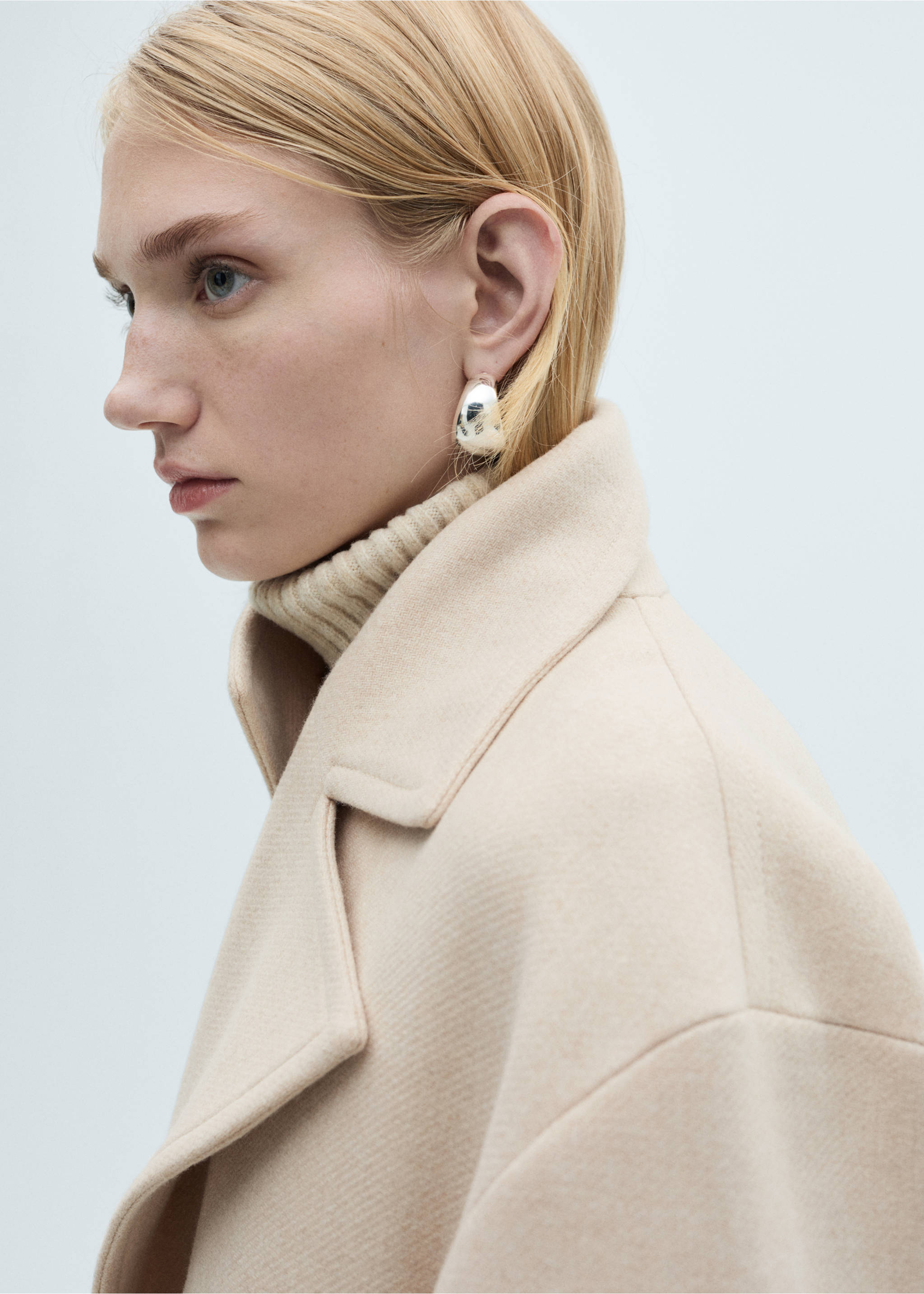 Manteco wool coat with oversized lapels - Details of the article 1, Light/Pastel Grey. Ref: 87070453-00.