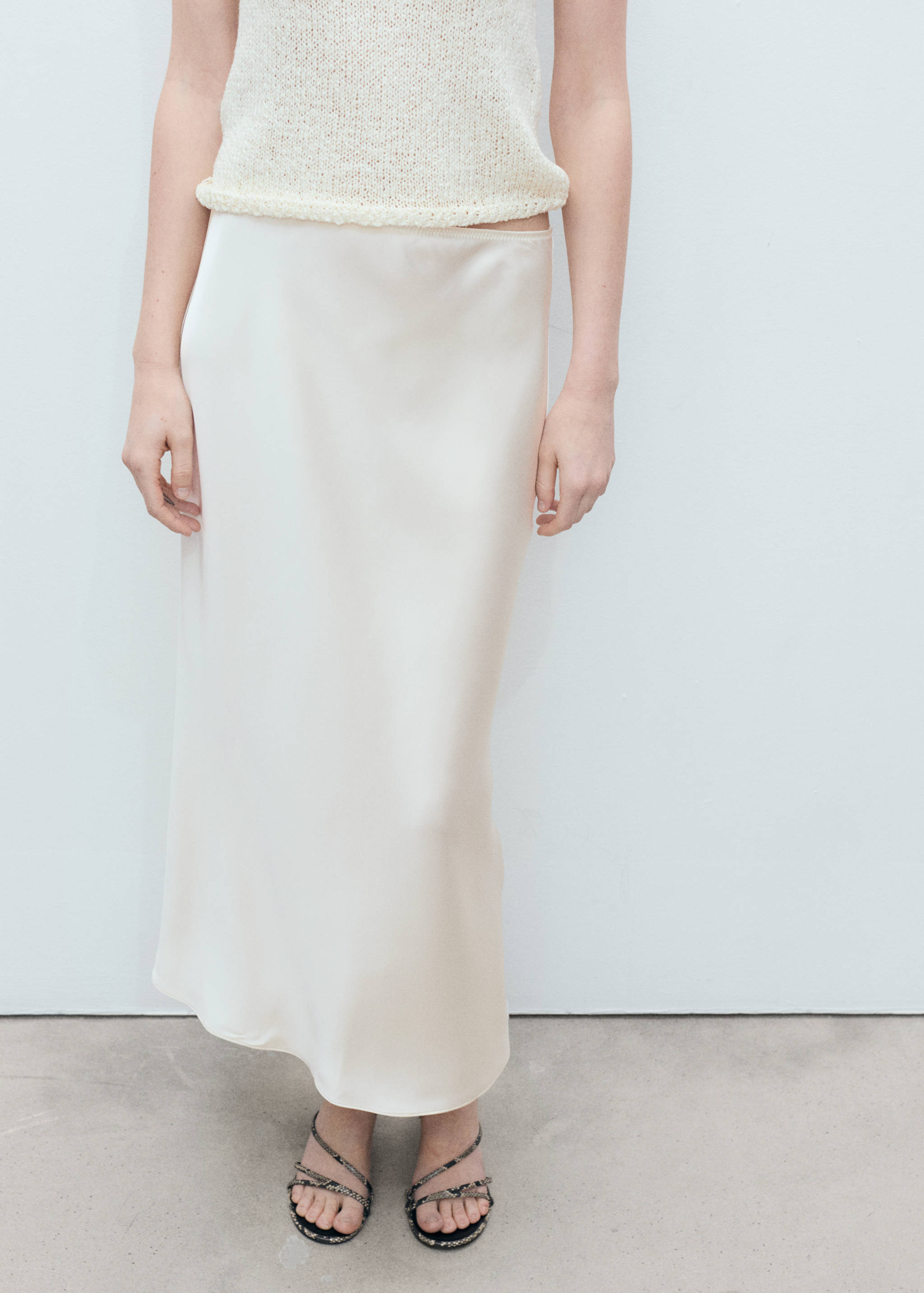 Midi satin skirt - Medium plane