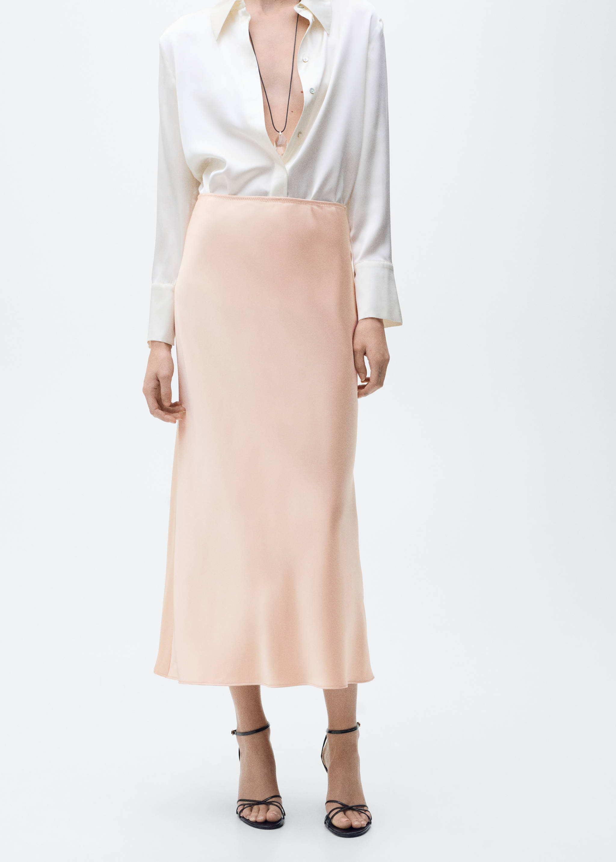 Midi satin skirt - Medium plane