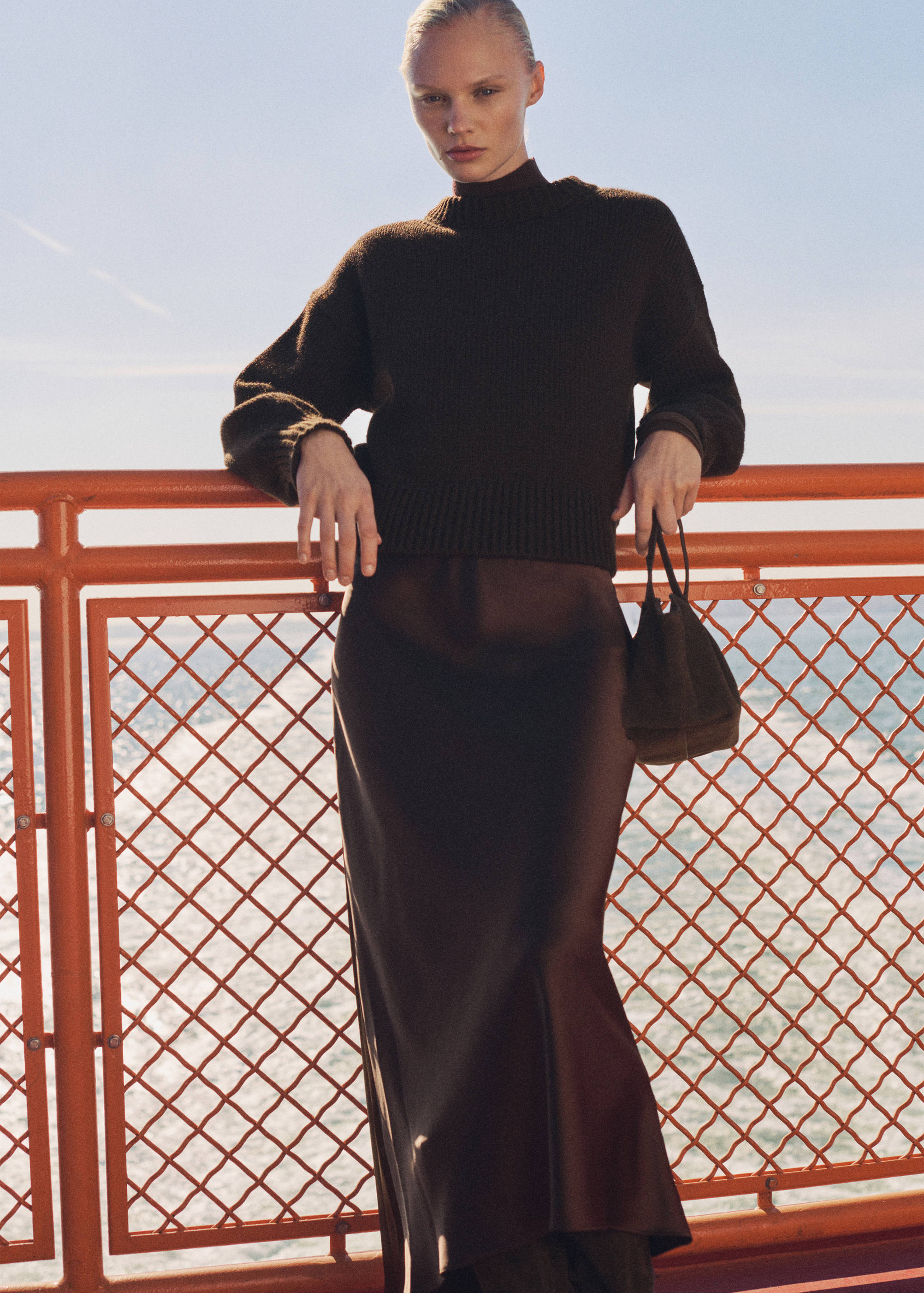 Midi satin skirt - General plane