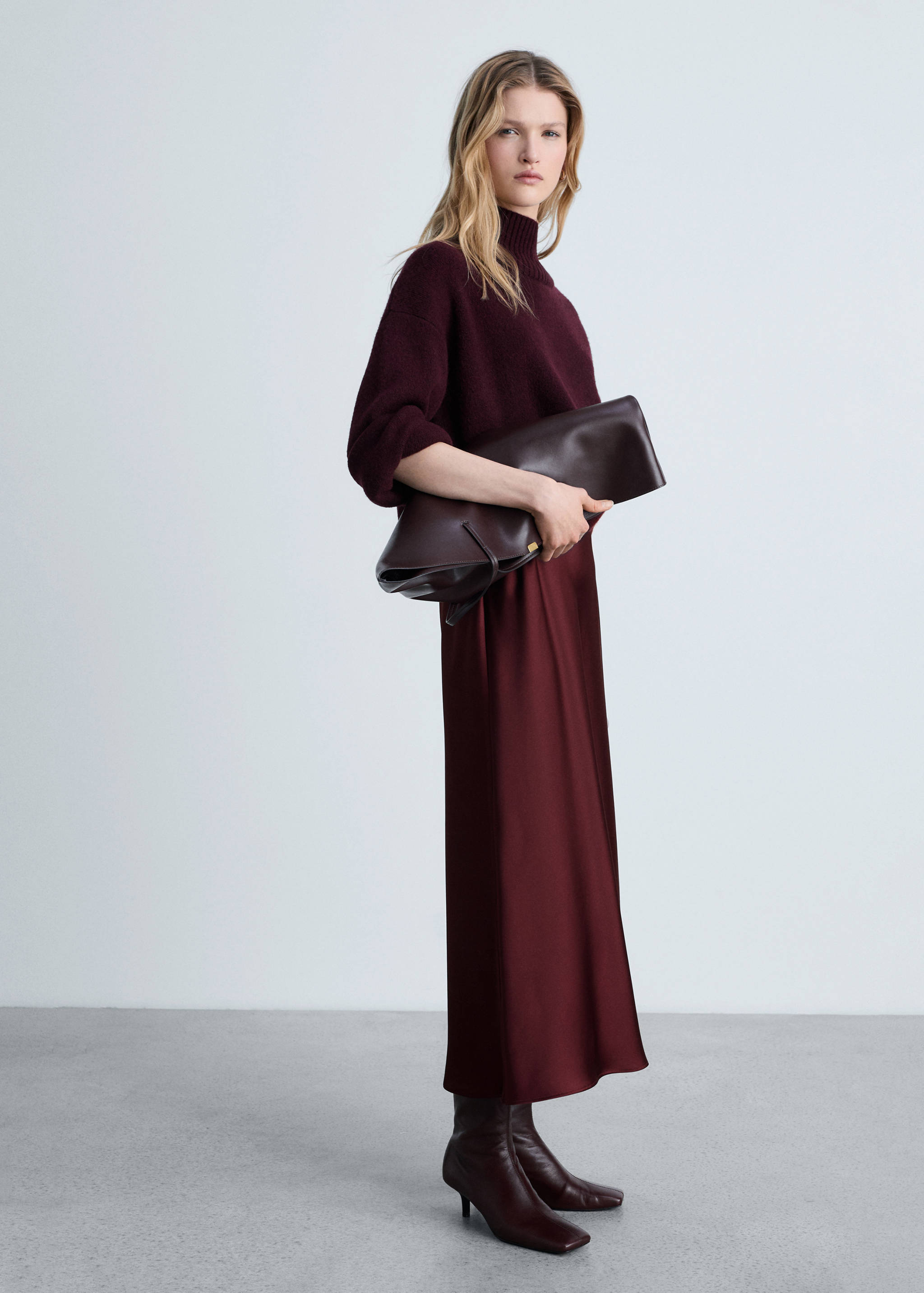 Midi satin skirt - General plane