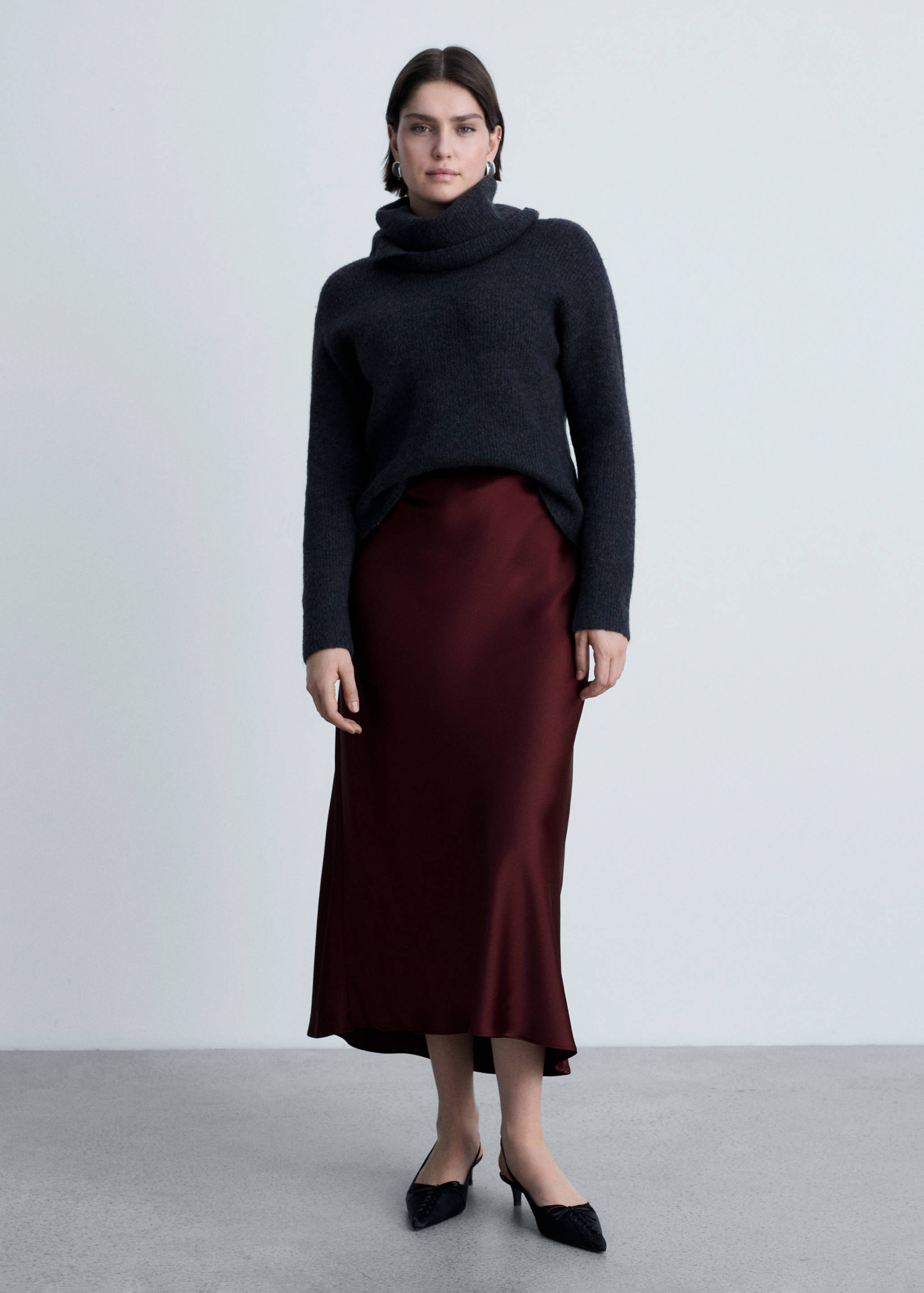 Midi satin skirt - Details of the article 3