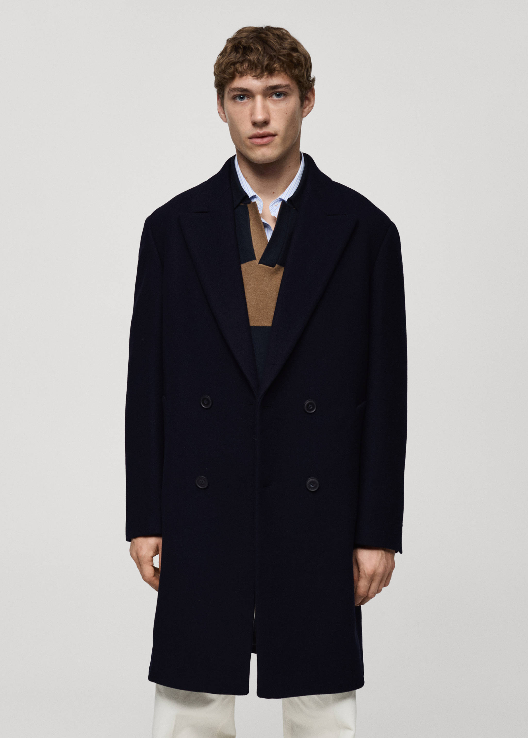 Abrigo largo lana relaxed fit - Plano medio