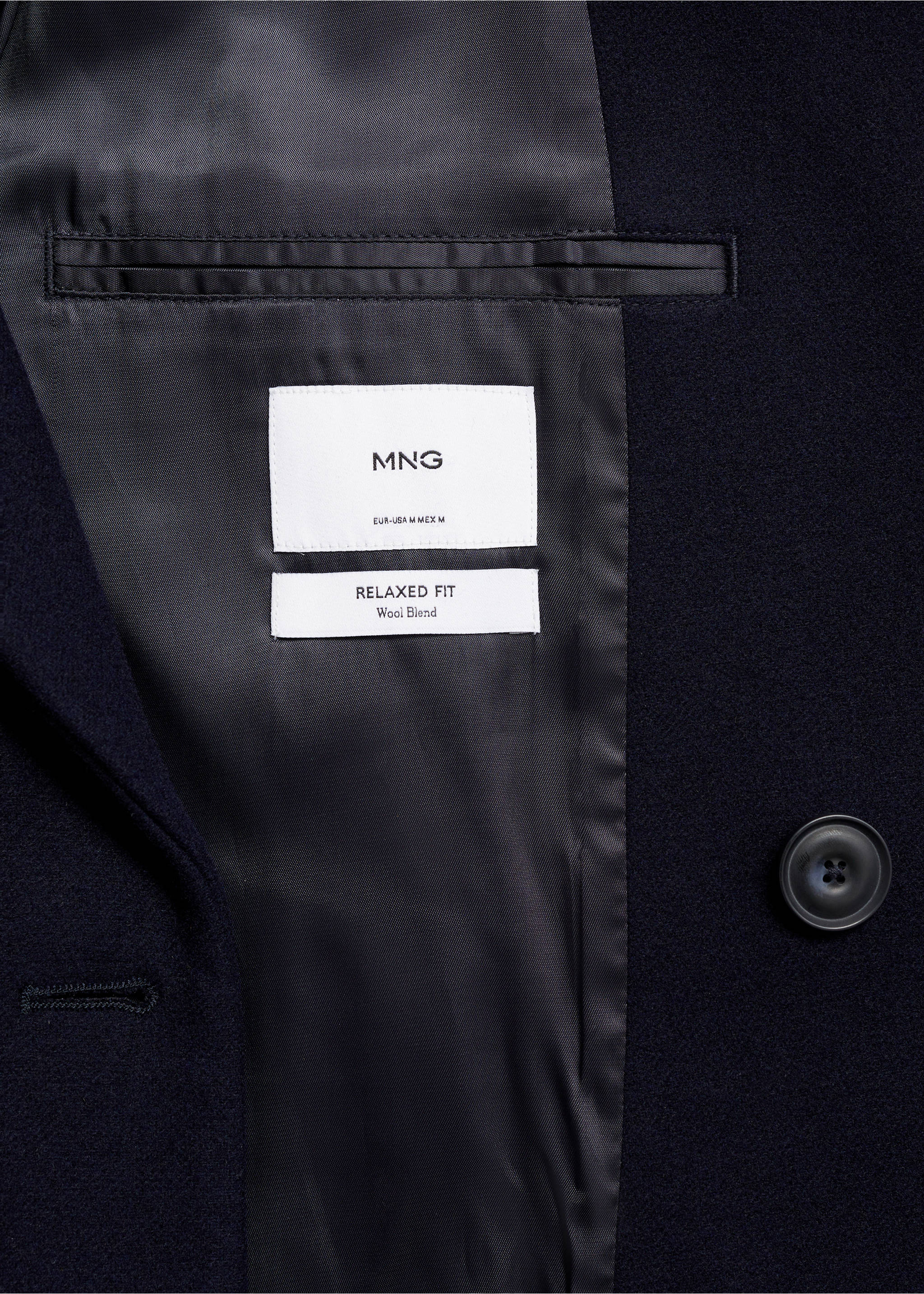 Abrigo largo lana relaxed fit - Detalle del artículo 0, Azul marino. Ref: 87070574-00.