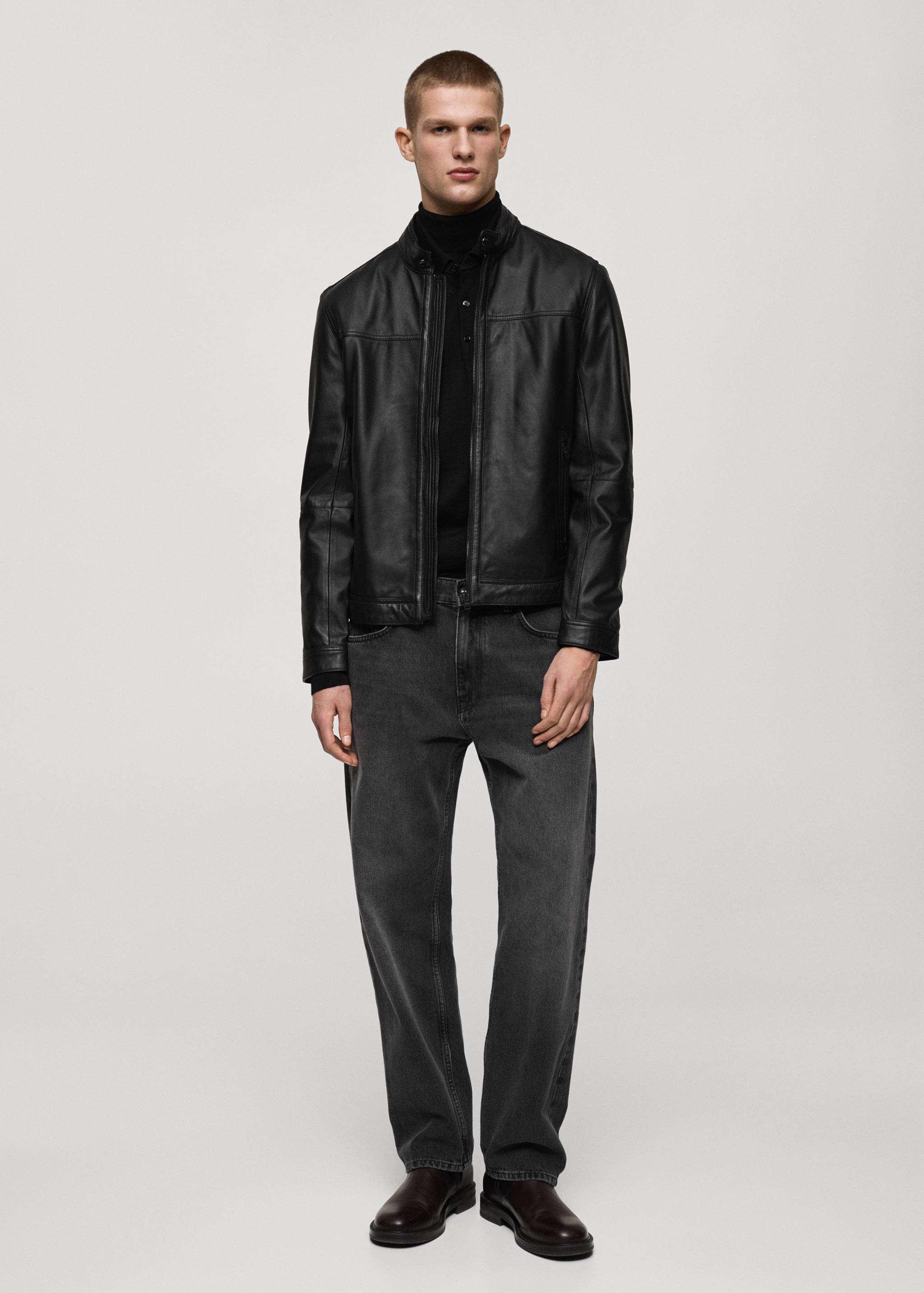 Nappa leather biker jacket - General plane