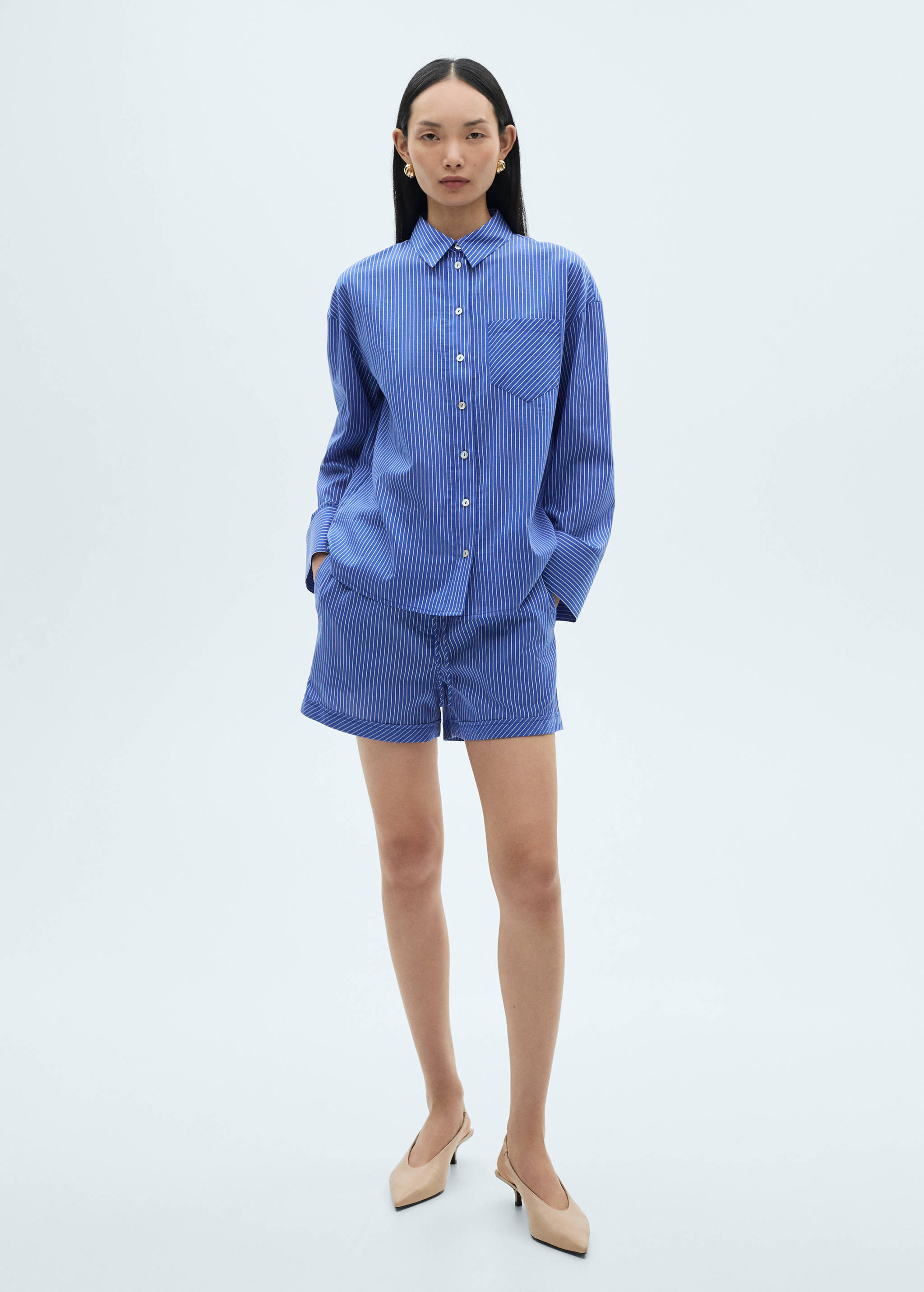 Camisa mezcla algodón rayas - Plano general